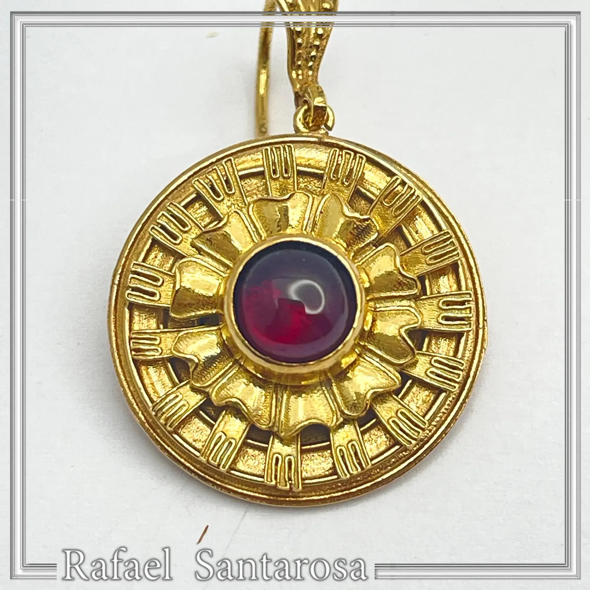 Ancient Greek Garnet Earrings, 18K Gold Filled Sterling Silver, Greek Museum Inspired — additional product image 6 from Rafael Santarosa Fine Jewelry