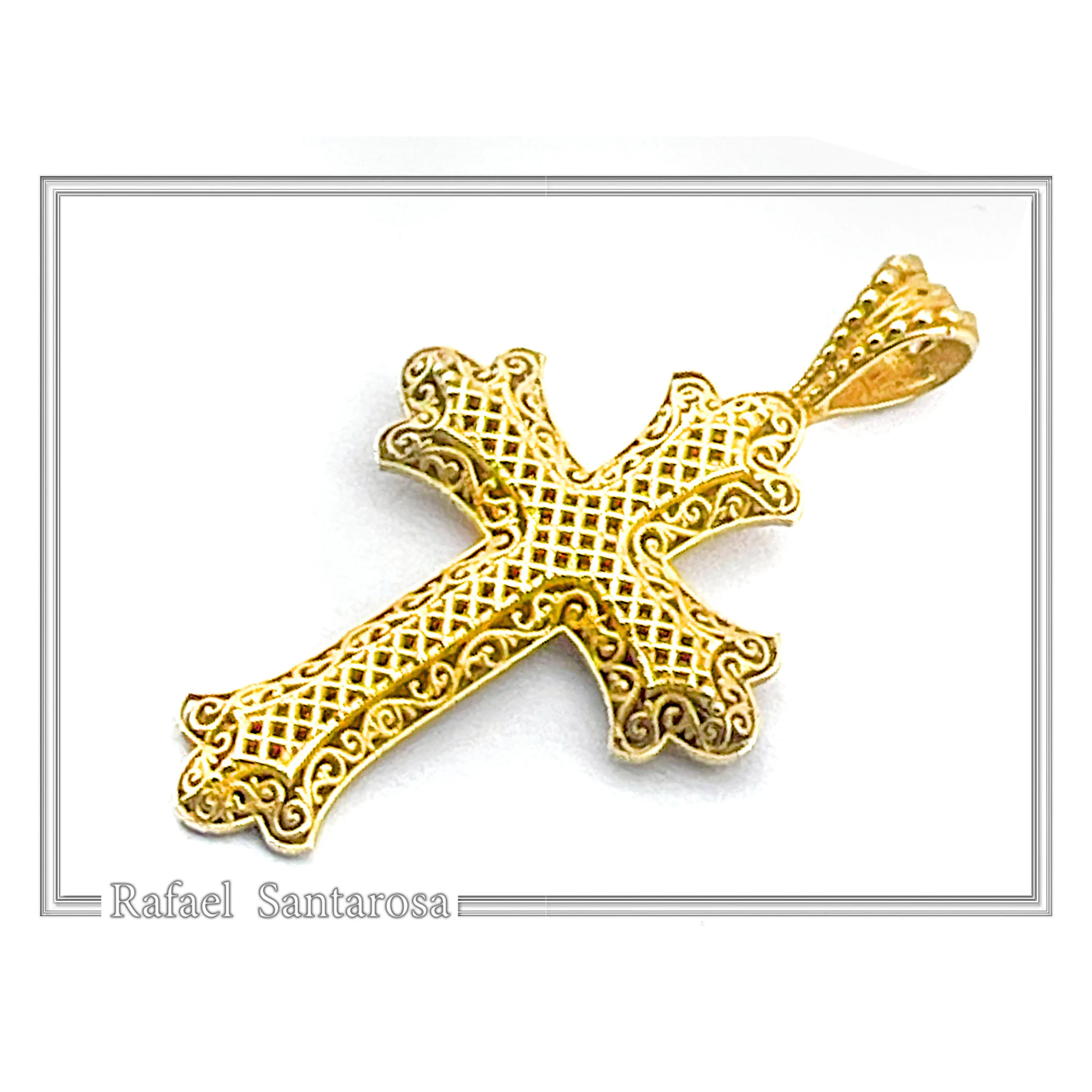 Byzantine Filigree Cross sterling silver 18K Gold filled Byzantine Museum Inspired — additional product image 5 from Rafael Santarosa Fine Jewelry
