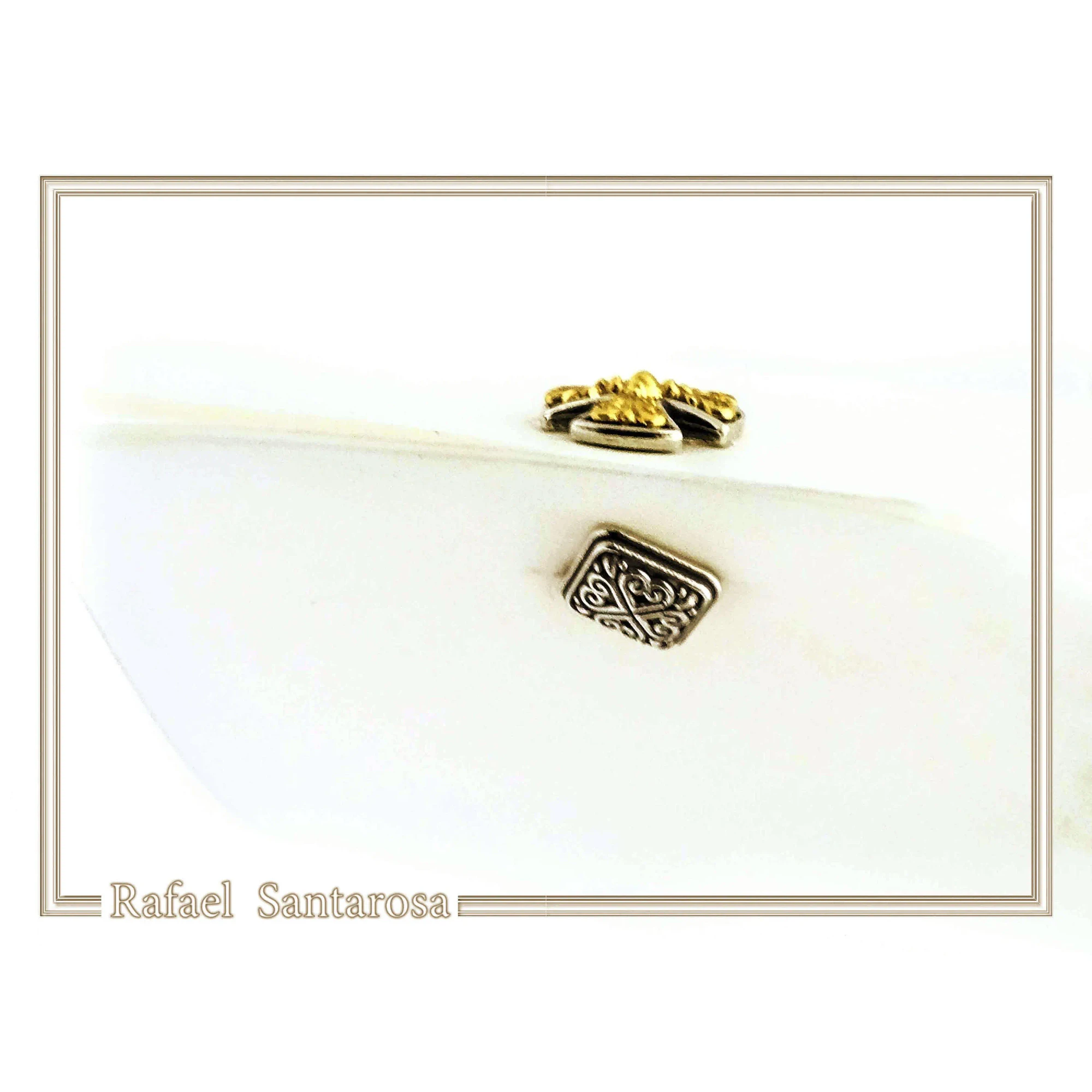 Byzantine Religious Cross Cufflinks: Oxidized & 18k Gold Filled Filigree Sterling Silver Christian cufflinks — additional product image 6 from Rafael Santarosa Fine Jewelry