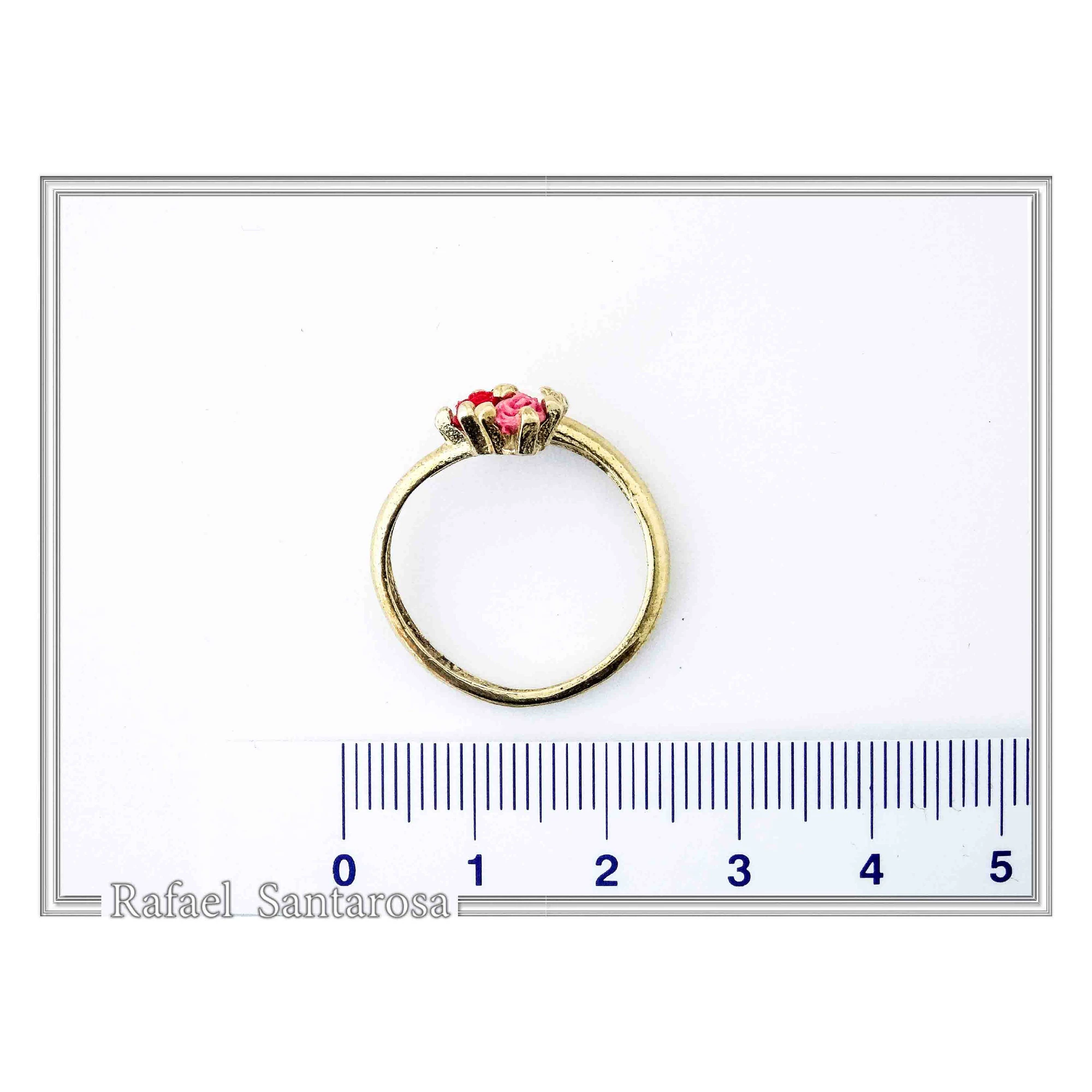 Alabaster Rose Flower Shaped Gems Bouquet Adjustable Ring: Sterling Silver 18K Gold Filled — additional product image 7 from Rafael Santarosa Fine Jewelry