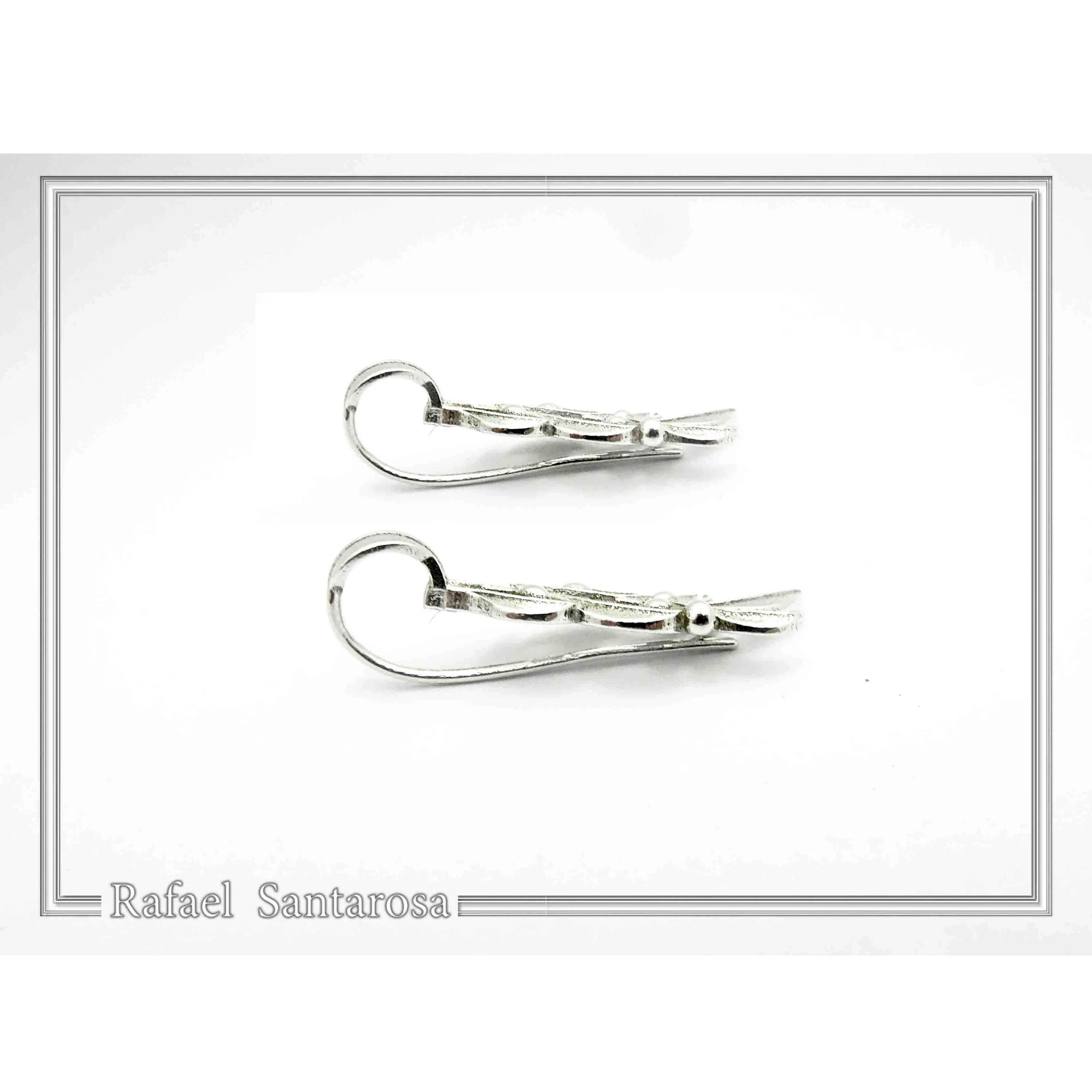 Olive Leaf Branch Drop Earrings Greek Mythology Peace Symbol: Oxidized Sterling Silver — additional product image 6 from Rafael Santarosa Fine Jewelry