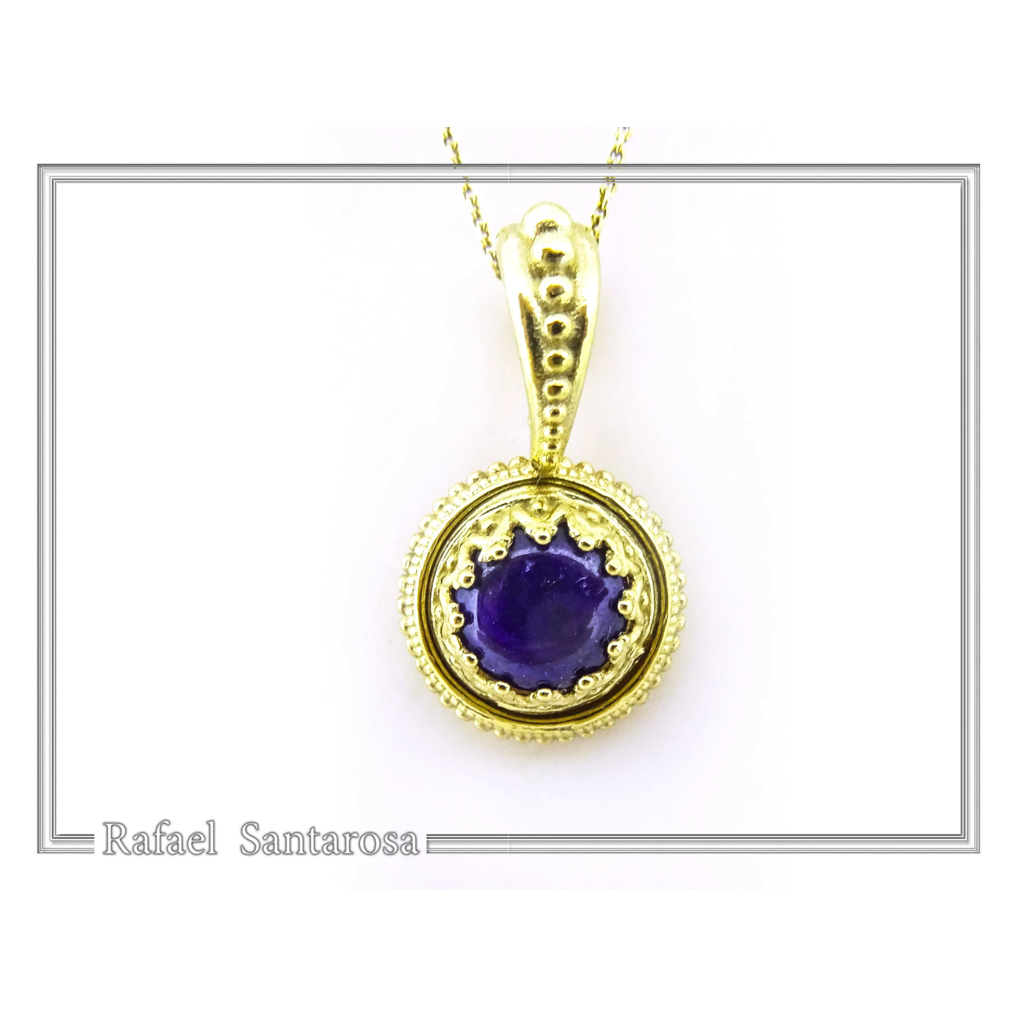 Genuine Lapis Lazuli Greek Filigree Pendant: Sterling Silver 18K Gold Filled Natural Pearl Necklace — additional product image 2 from Rafael Santarosa Fine Jewelry