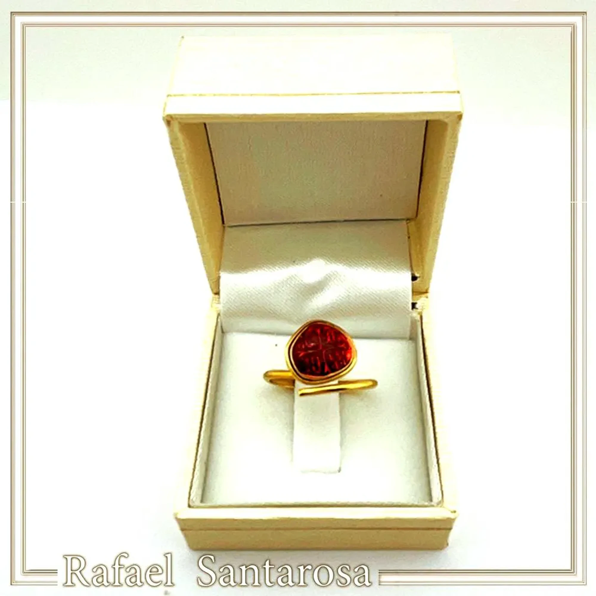 ICXC NIKA Sterling Silver Adjustable Ring: Red Enamel Christogram, 18k Gold Filled — additional product image 10 from Rafael Santarosa Fine Jewelry