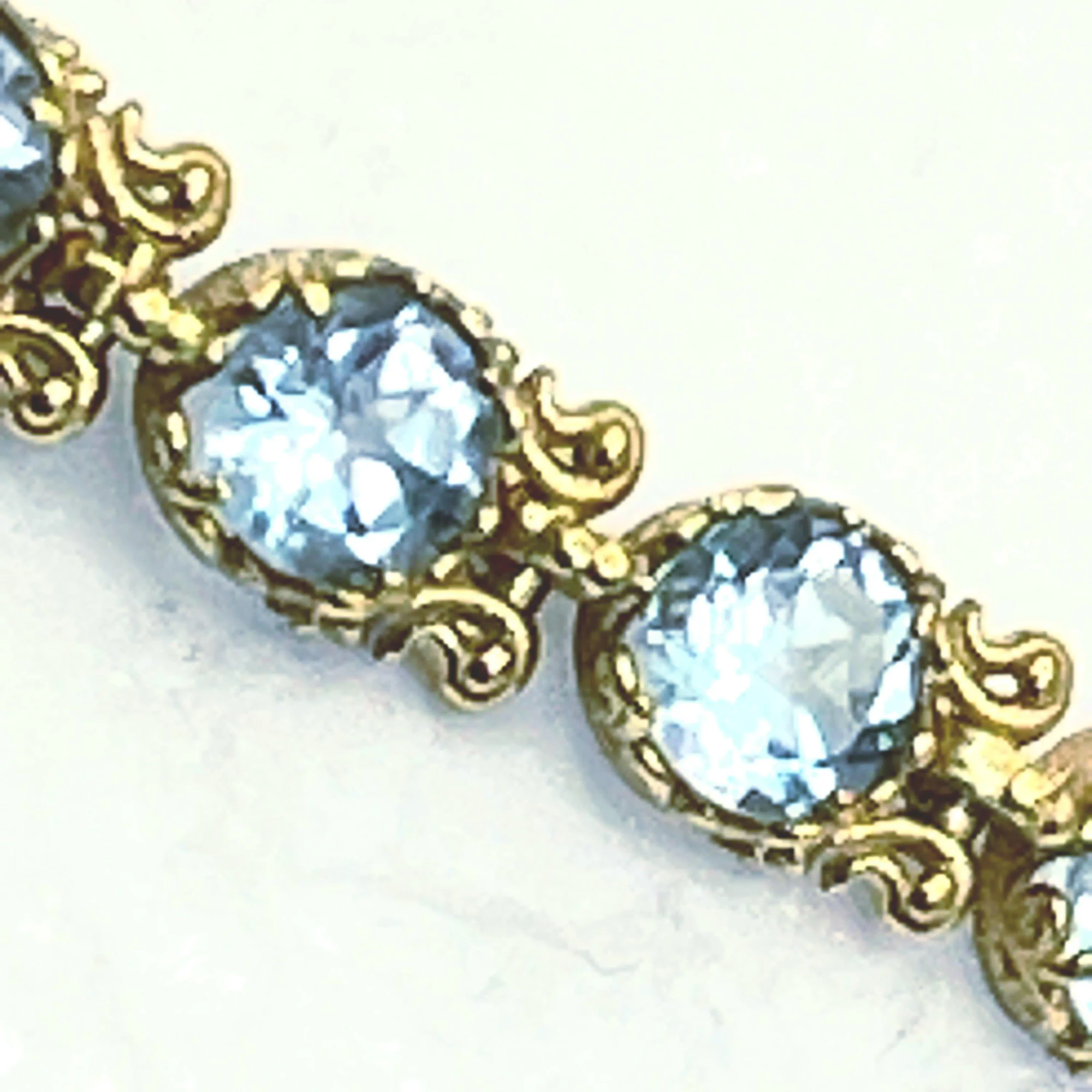 Genuine Brilliant cut Topaz Beaded Tennis Bracelet: 18K Solid Gold Byzantine Filigree Bracelet — additional product image 7 from Rafael Santarosa Fine Jewelry