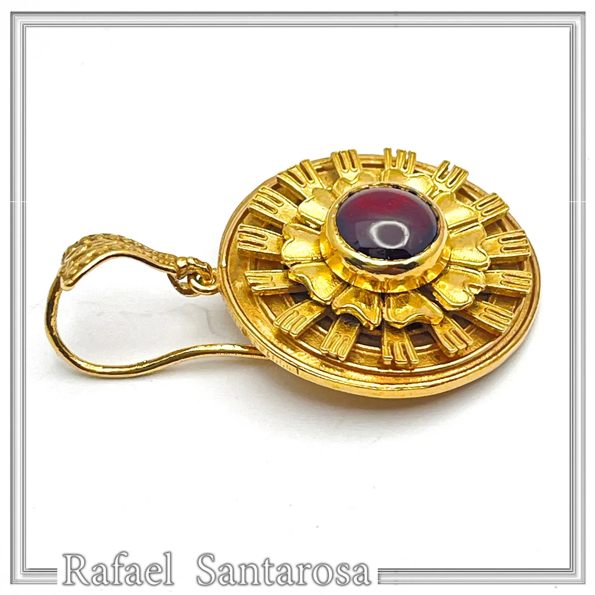 Ancient Greek Garnet Earrings, 18K Gold Filled Sterling Silver, Greek Museum Inspired — additional product image 4 from Rafael Santarosa Fine Jewelry