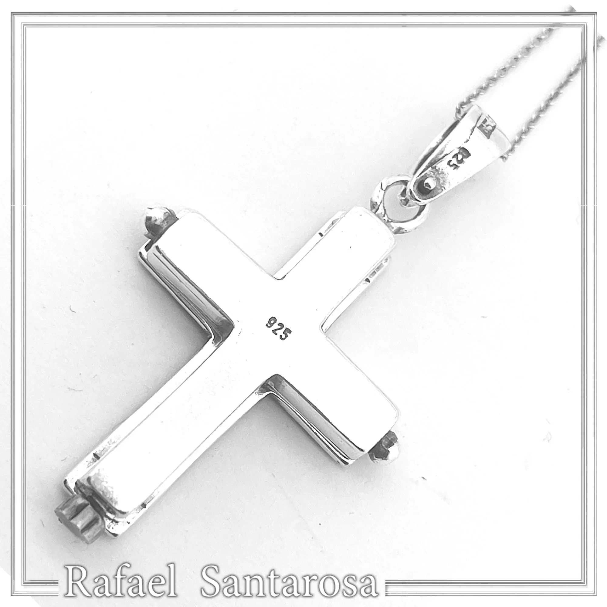 Byzantine Locket Pendant Reliquary Cross Necklace: Oxidized Sterling Silver — additional product image 8 from Rafael Santarosa Fine Jewelry