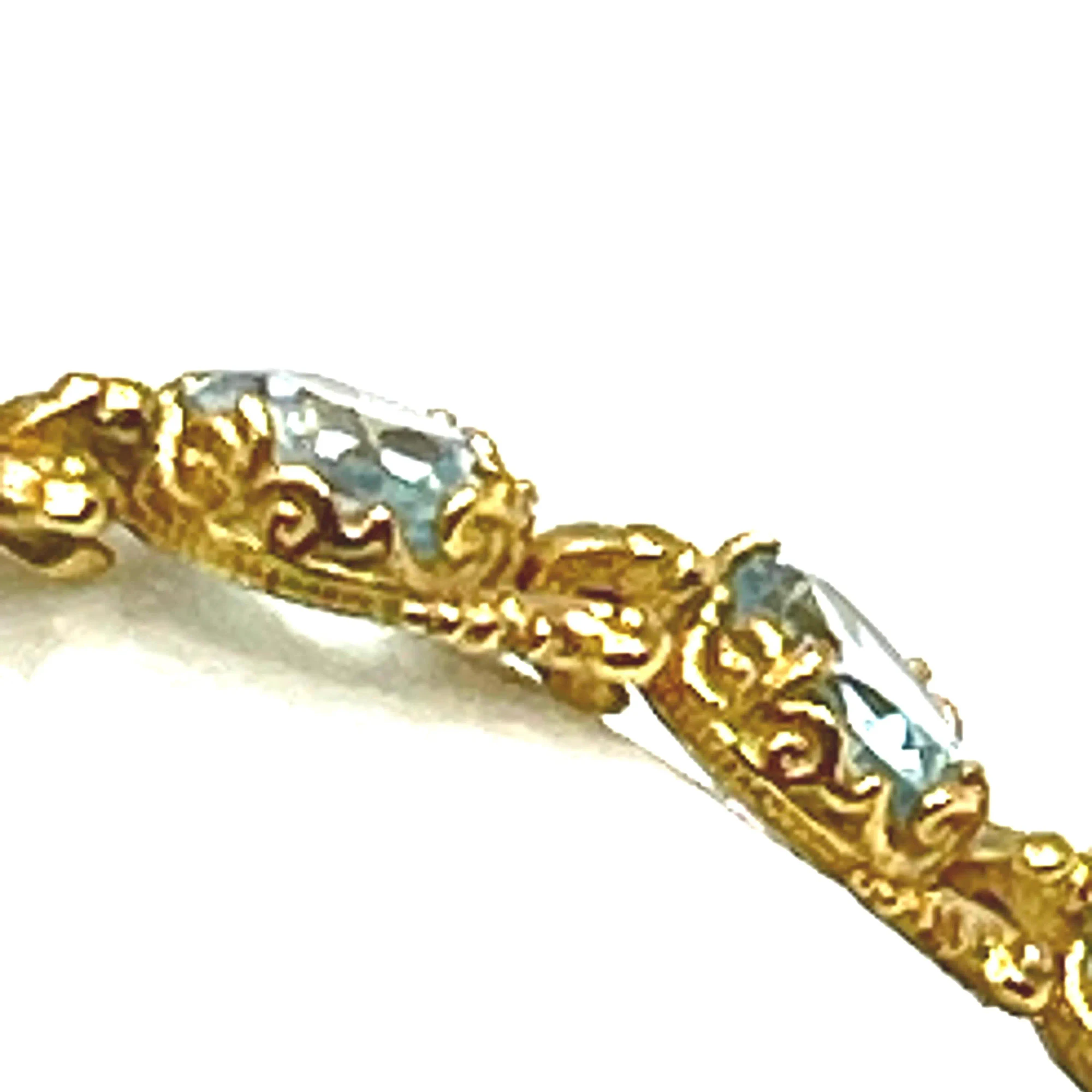 Genuine Brilliant cut Topaz Beaded Tennis Bracelet: 18K Gold Filled Byzantine Filigree Bracelet — additional product image 5 from Rafael Santarosa Fine Jewelry