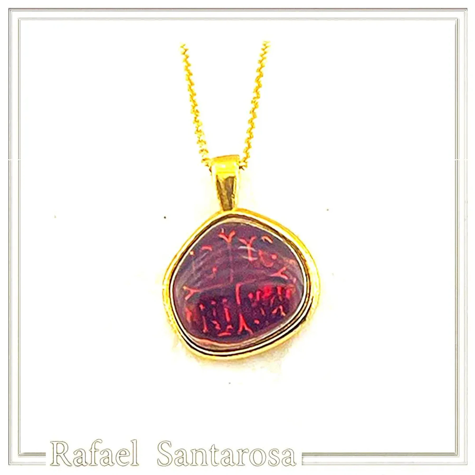 Christogram Constantinato Jesus Name Prayer Necklace: Red Enamel on 18 karat Gold Filled Silver — additional product image 4 from Rafael Santarosa Fine Jewelry