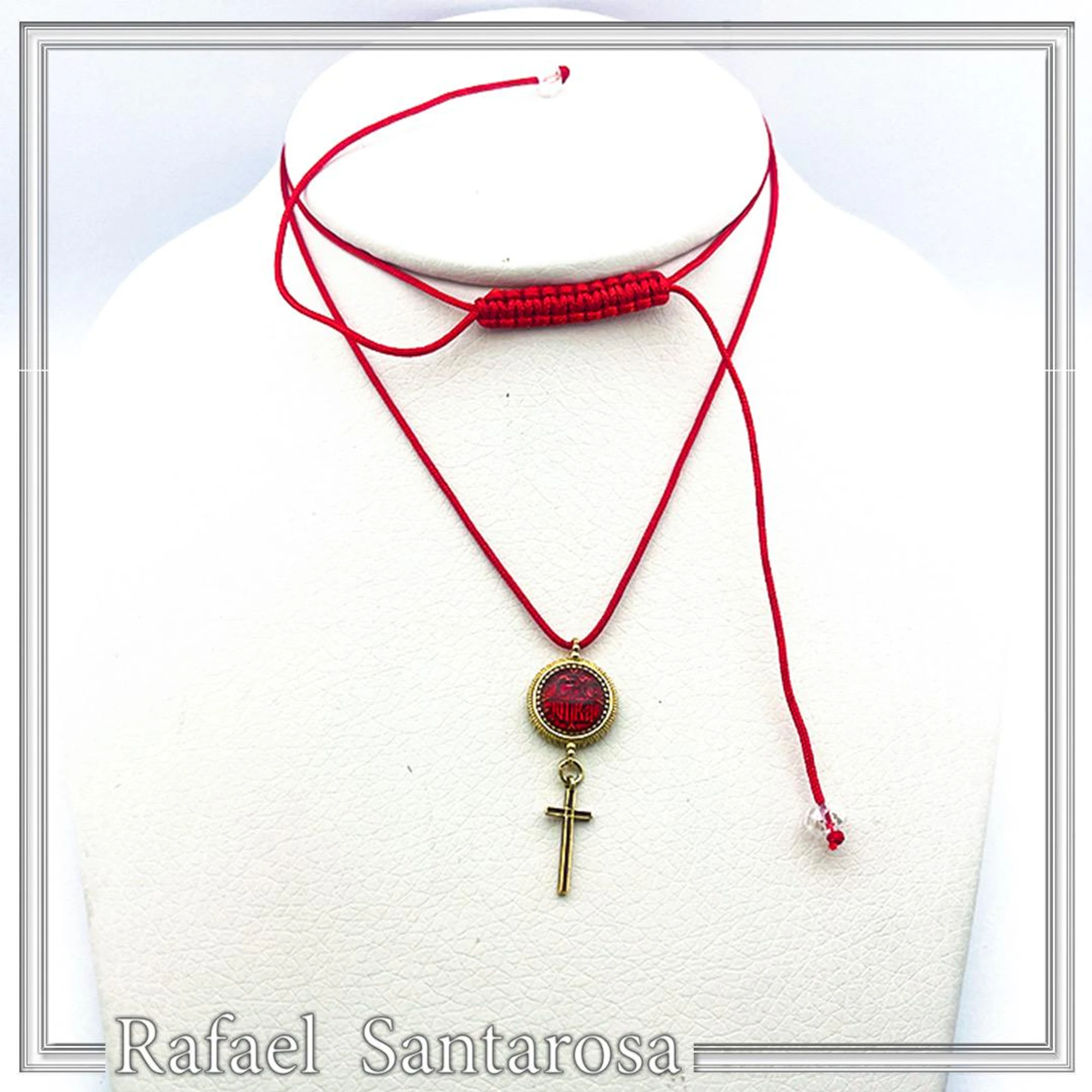 Konstantinato ICXC NIKA Cross Necklace: Red Enamel On 18K Gold-Filled Sterling Silver — additional product image 3 from Rafael Santarosa Fine Jewelry