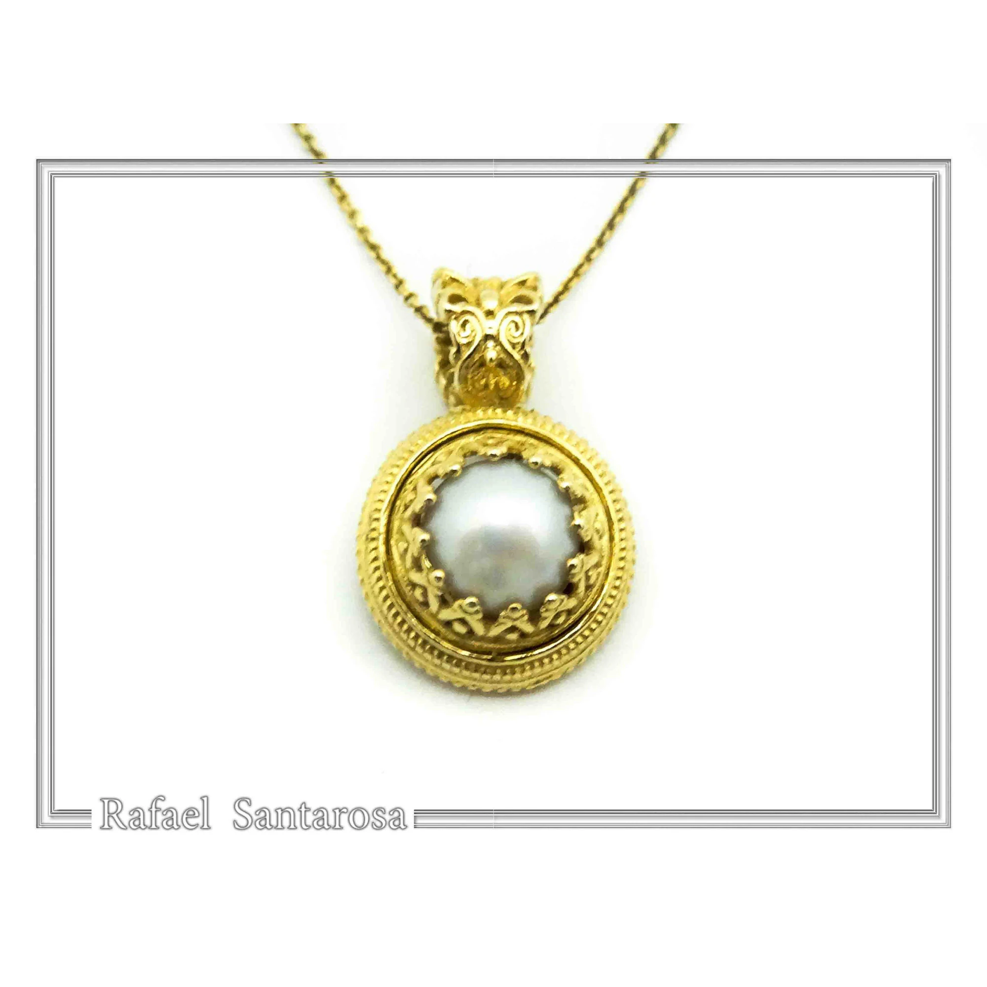 Lapis Lazuli Filigree Pendant: Ancient Greek Art genuine stone Sterling Silver K18 Gold-Filled, — additional product image 6 from Rafael Santarosa Fine Jewelry