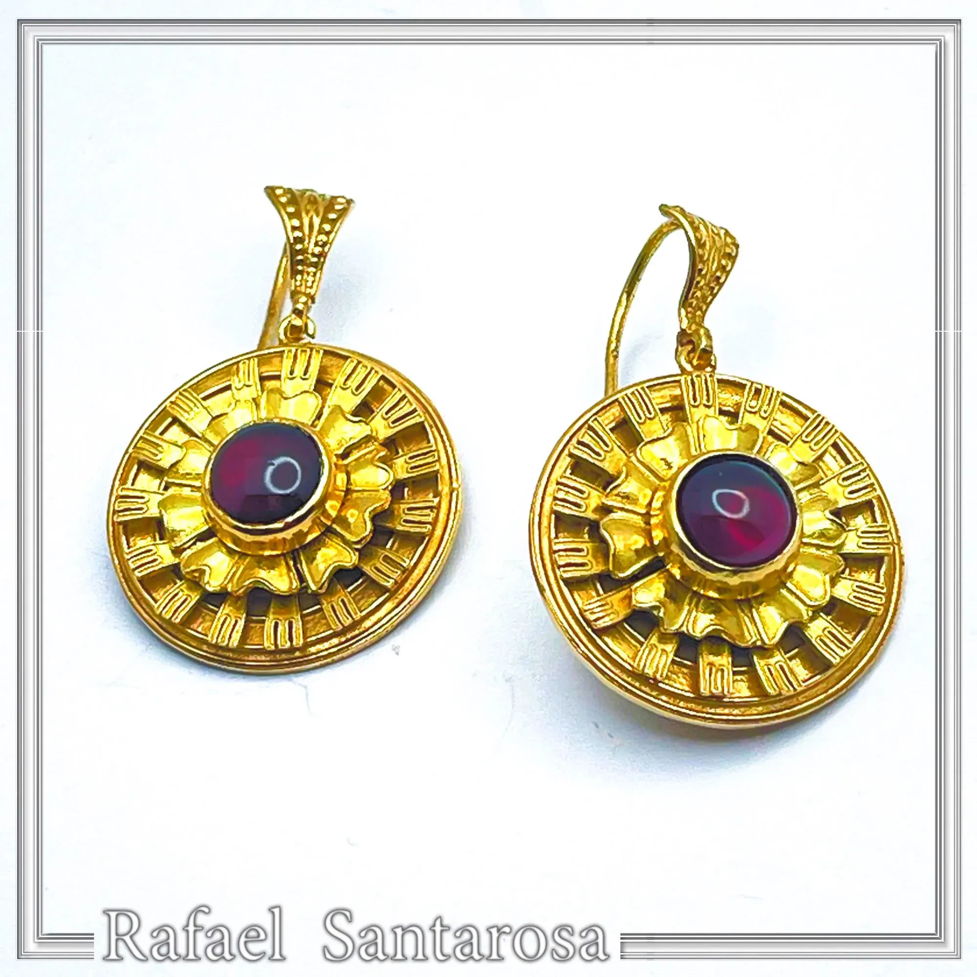Ancient Greek Garnet Earrings, 18K Gold Filled Sterling Silver, Greek Museum Inspired — additional product image 10 from Rafael Santarosa Fine Jewelry