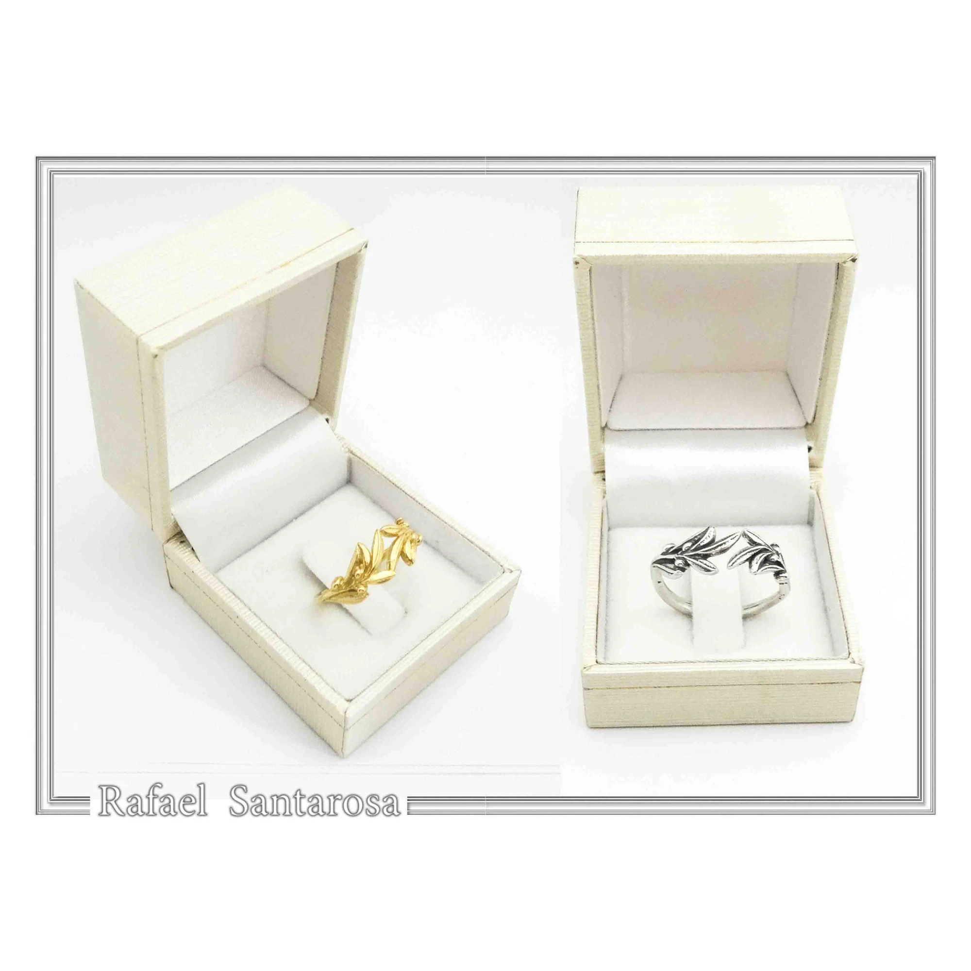 Oxidized Sterling Silver Olive Branch Adjustable Ring: Floral Jewelry Greek Mythology Peace Symbol — additional product image 9 from Rafael Santarosa Fine Jewelry