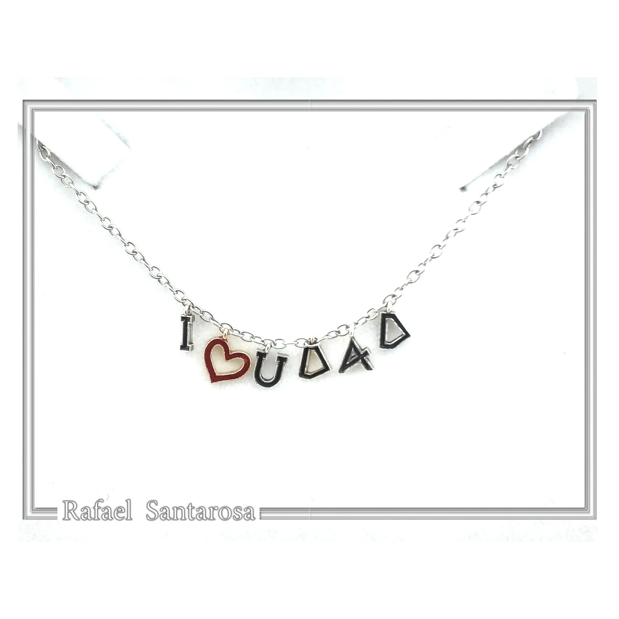 I LOVE U DAD Necklace: Red Enamel Heart, Sterling Silver, Gold Filled — additional product image 3 from Rafael Santarosa Fine Jewelry