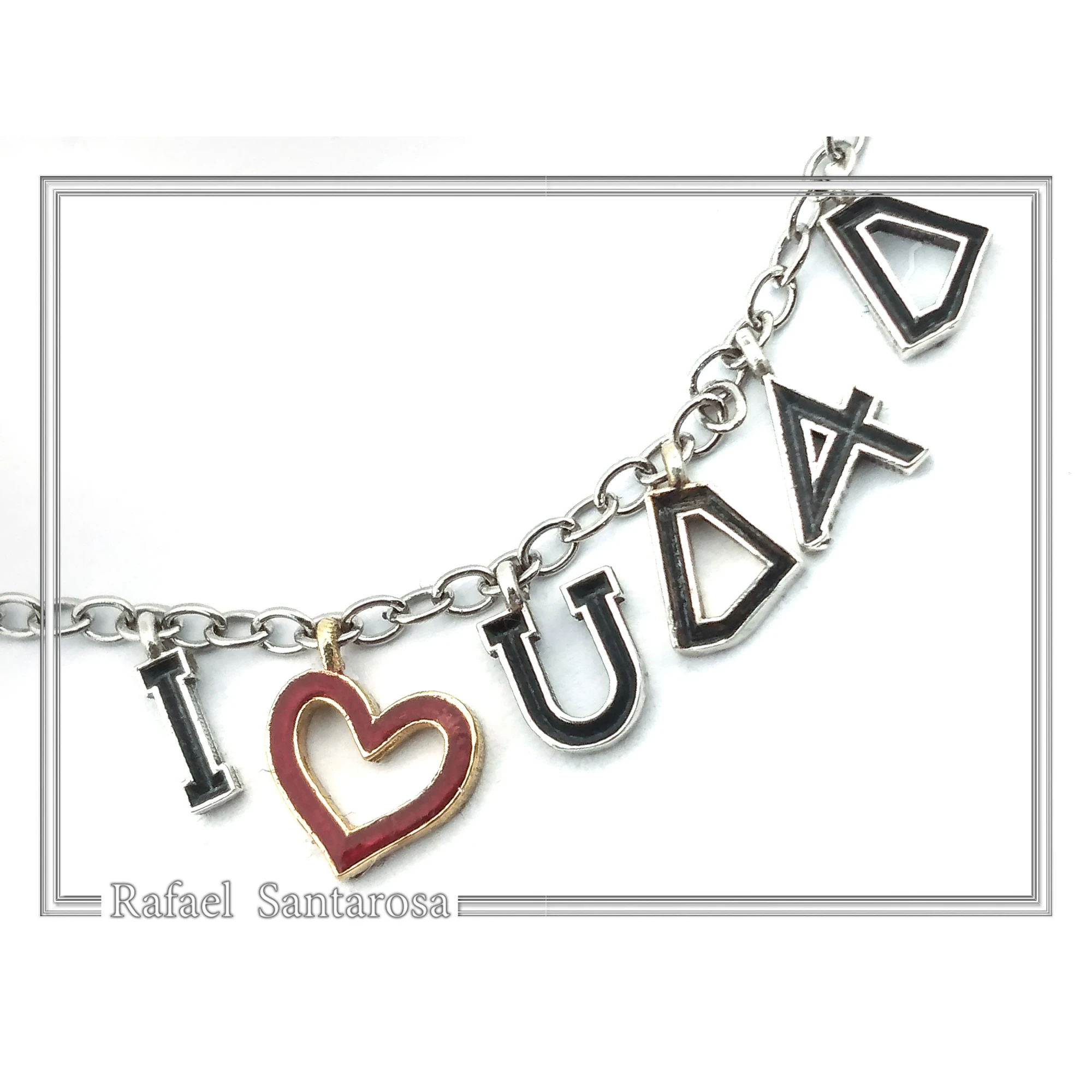 I LOVE U DAD Necklace: Red Enamel Heart, Sterling Silver, Gold Filled — additional product image 7 from Rafael Santarosa Fine Jewelry