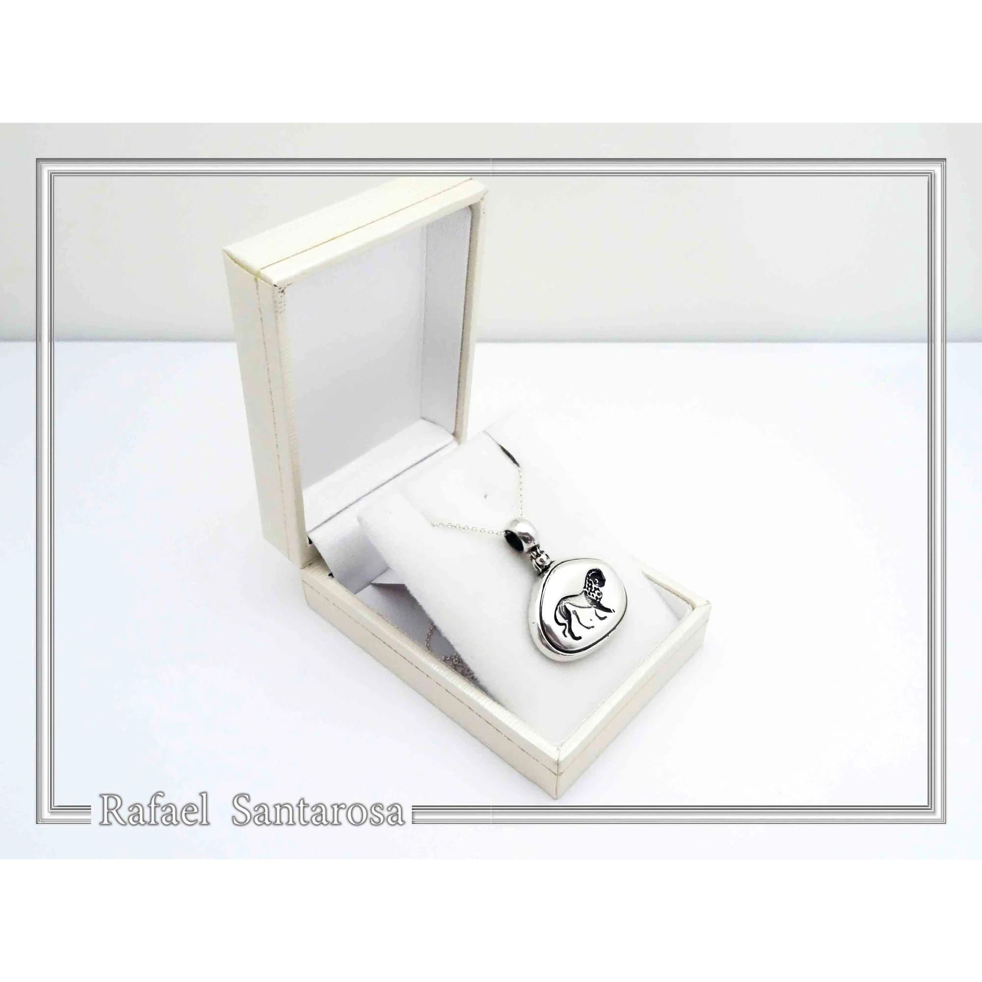 Lion seal Pendant, Ancient Greek Replica Museum Necklace for Him: Oxidized Sterling Silver — additional product image 8 from Rafael Santarosa Fine Jewelry
