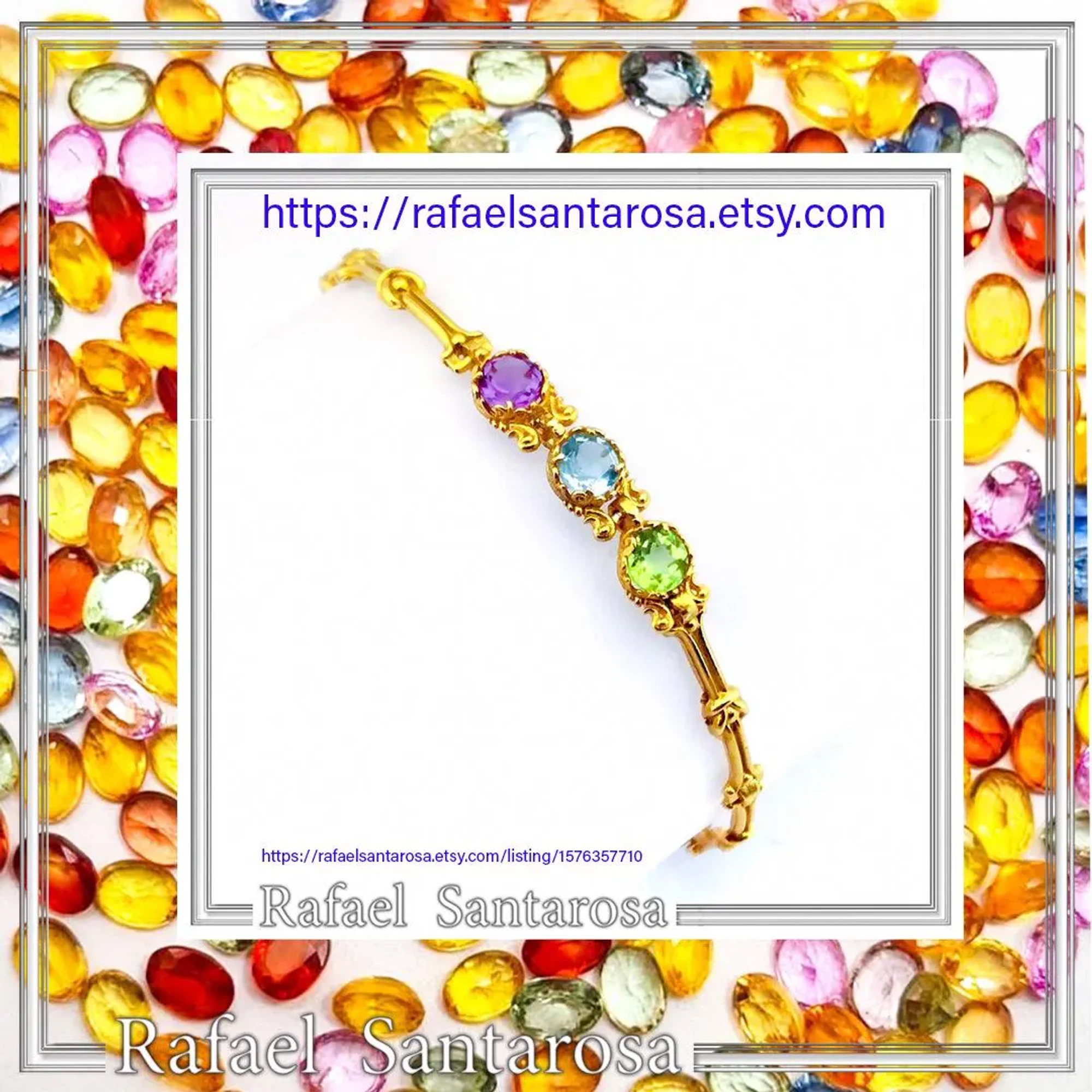 Amethyst, Topaz, Peridot, Garnet, Citrine Gemstone Beaded Bracelet: Sterling Silver 18K Gold Filled — additional product image 10 from Rafael Santarosa Fine Jewelry