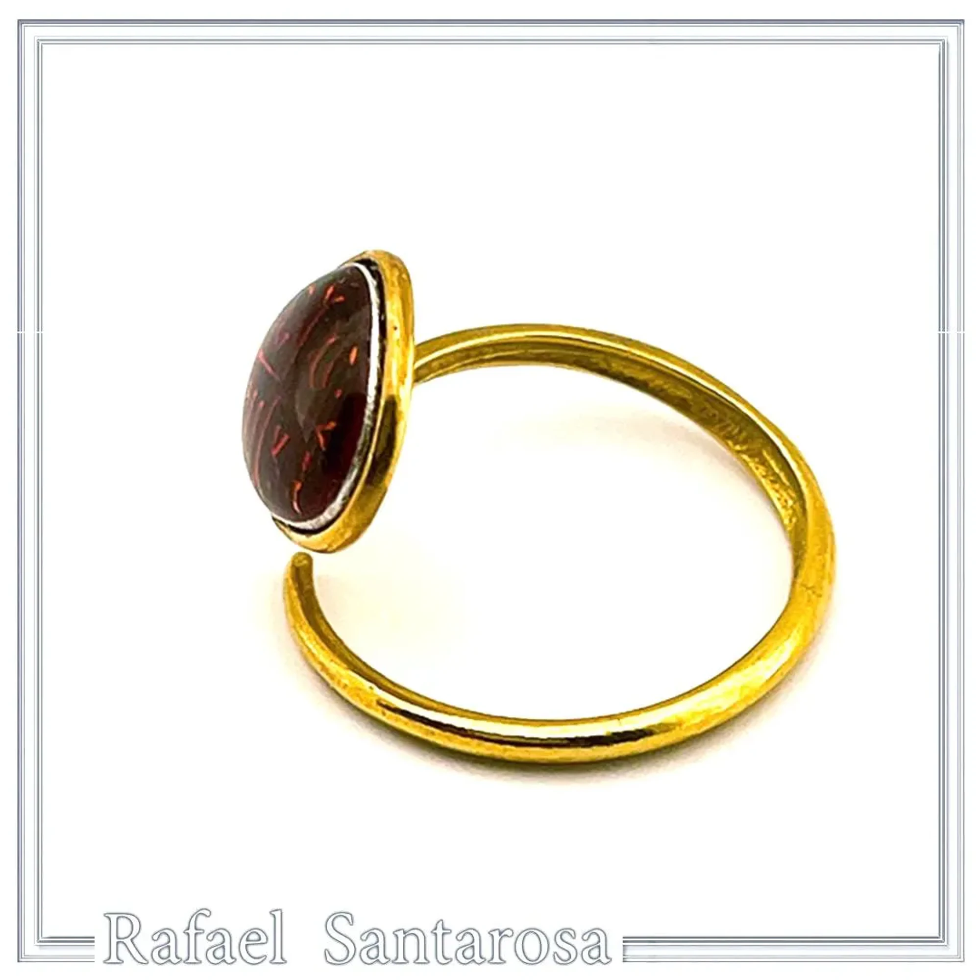 ICXC NIKA Sterling Silver Adjustable Ring: Red Enamel Christogram, 18k Gold Filled — additional product image 3 from Rafael Santarosa Fine Jewelry