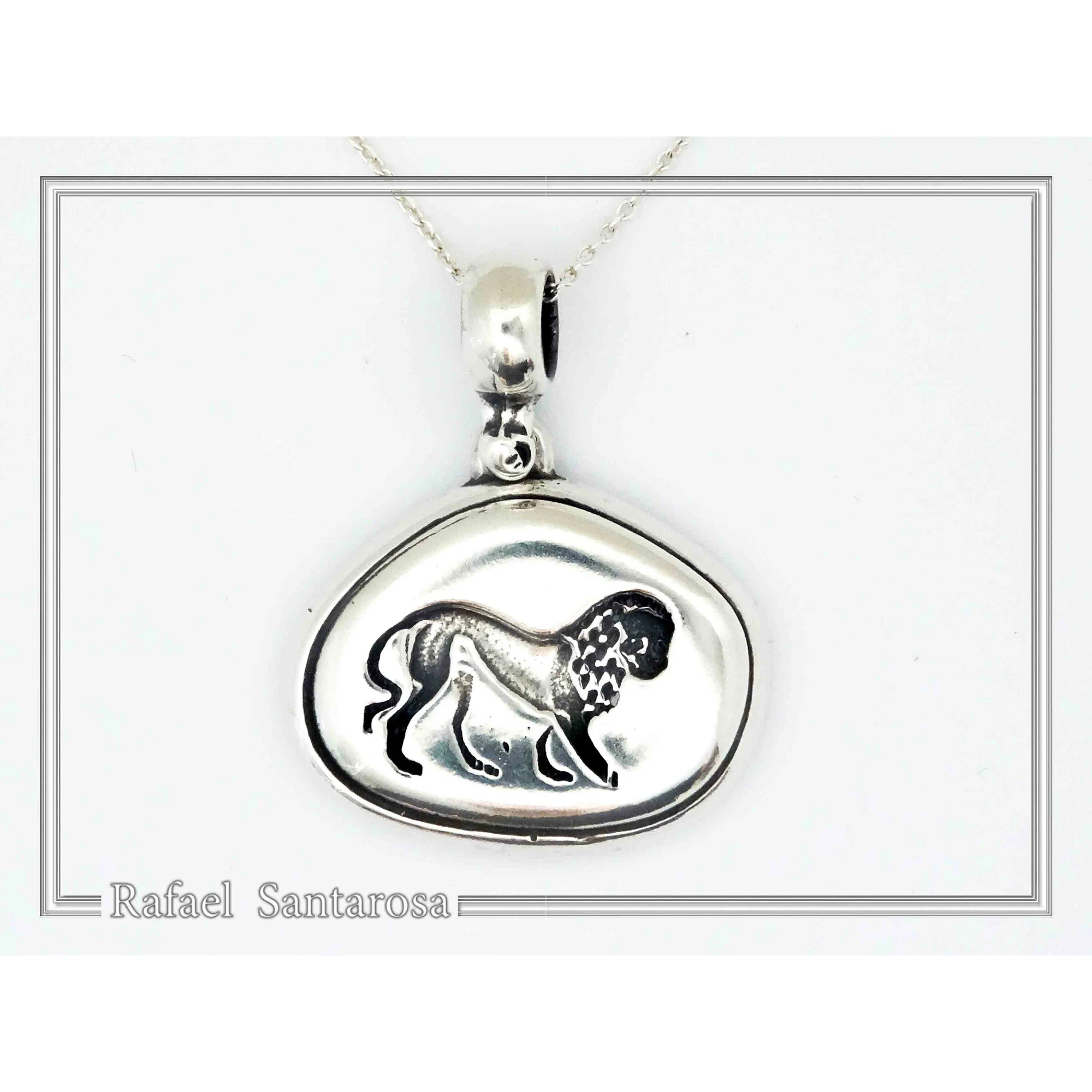Lion seal Pendant, Ancient Greek Replica Museum Necklace for Him: Oxidized Sterling Silver — additional product image 3 from Rafael Santarosa Fine Jewelry