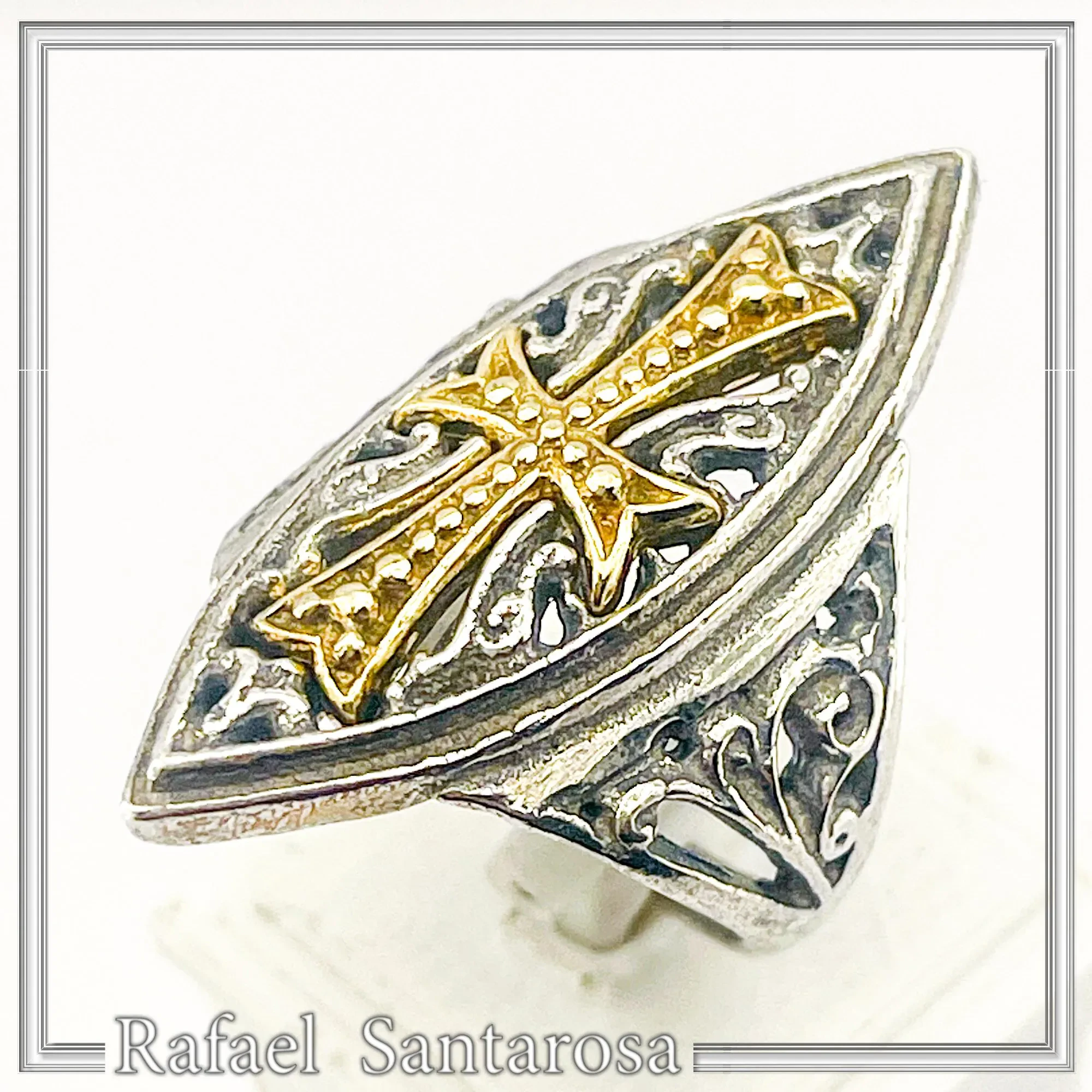 Medieval St John Knights Maltese Cross Ring: Oxidized & 18K Gold-Filled Sterling Silver Ring — additional product image 3 from Rafael Santarosa Fine Jewelry