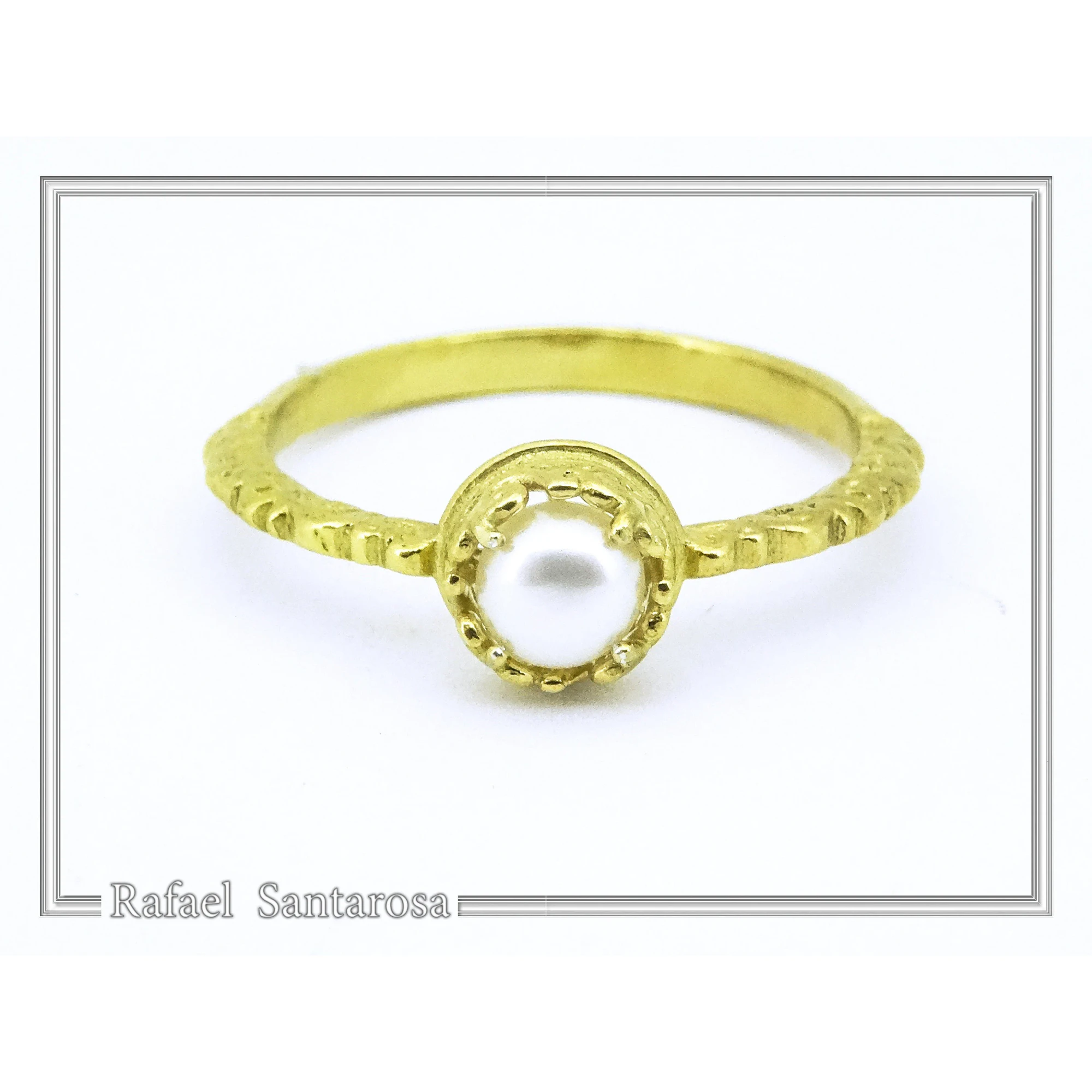 Genuine Lapis Lazuli Byzantine Statement Ring: Sterling Silver 18k Gold-Filled Filigree Bezel — additional product image 4 from Rafael Santarosa Fine Jewelry