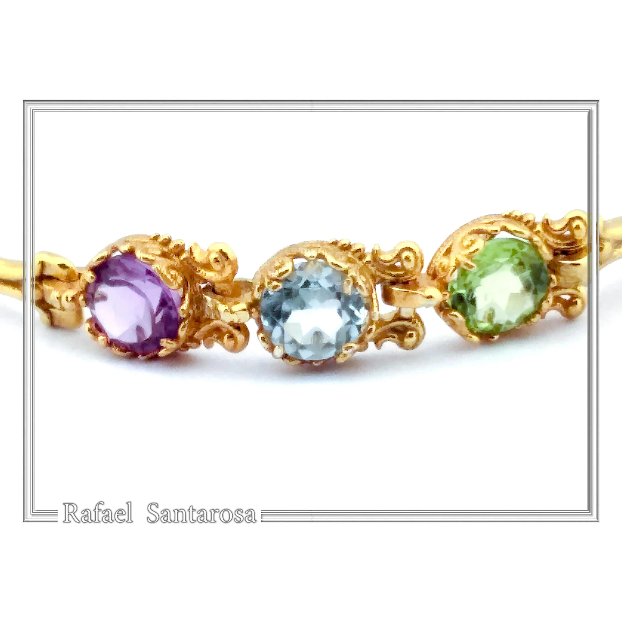 18K Solid Gold Amethyst, Topaz, Peridot, Garnet, Citrine Genuine Gemstone Beaded Bracelet — additional product image 5 from Rafael Santarosa Fine Jewelry