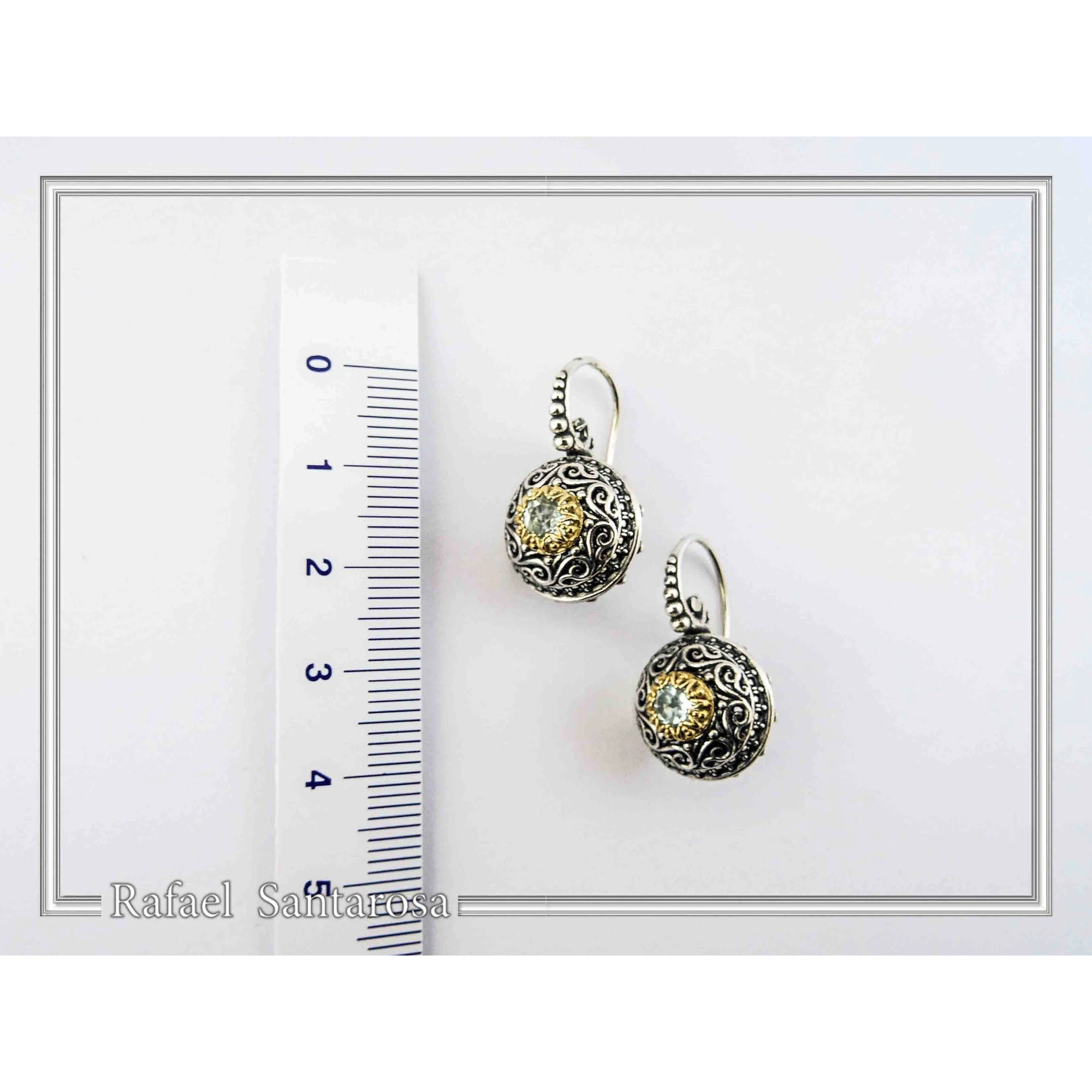 Byzantine Filigree Natural Gem Silver Earrings: Garnet, Topaz, Peridot, Amethyst, Pearl or Lapis — additional product image 8 from Rafael Santarosa Fine Jewelry