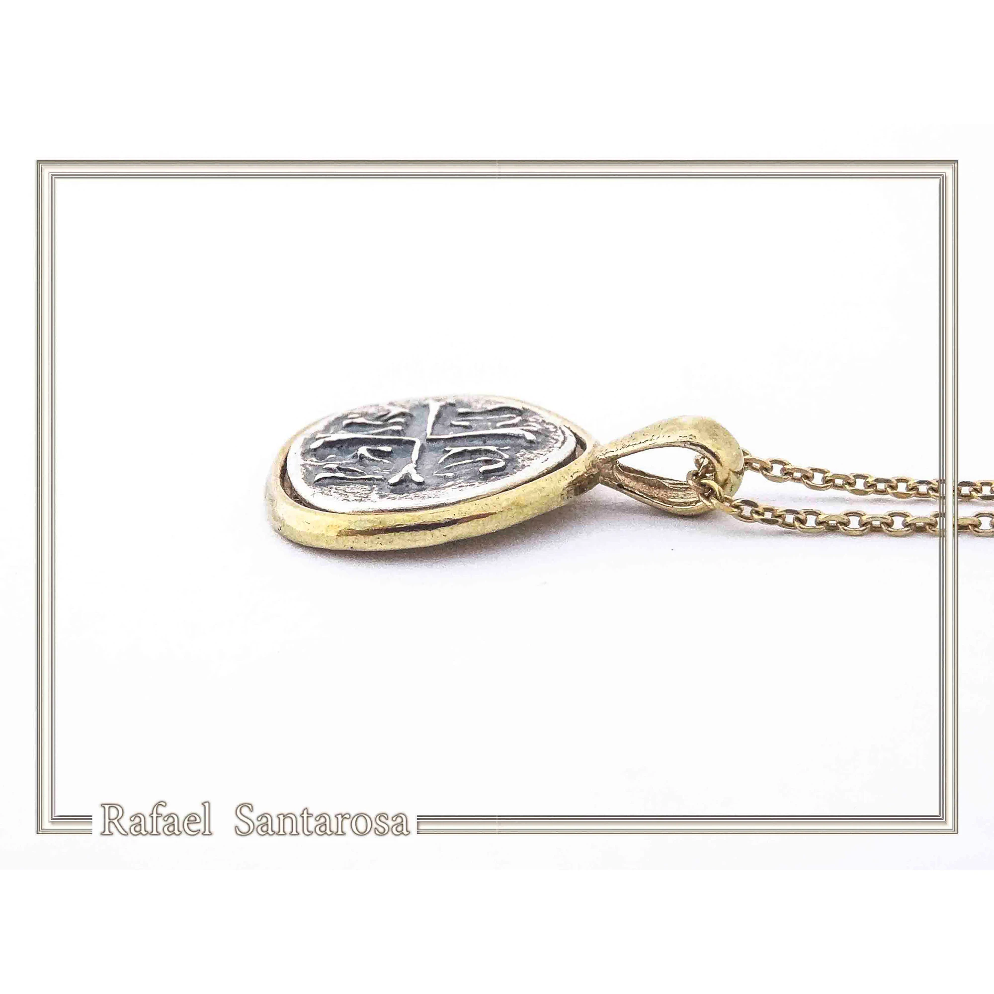 Protection cross coin Jesus Christ Wins necklace Christogram talisman Constantinato pendant oxidized sterling silver. — additional product image 5 from Rafael Santarosa Fine...