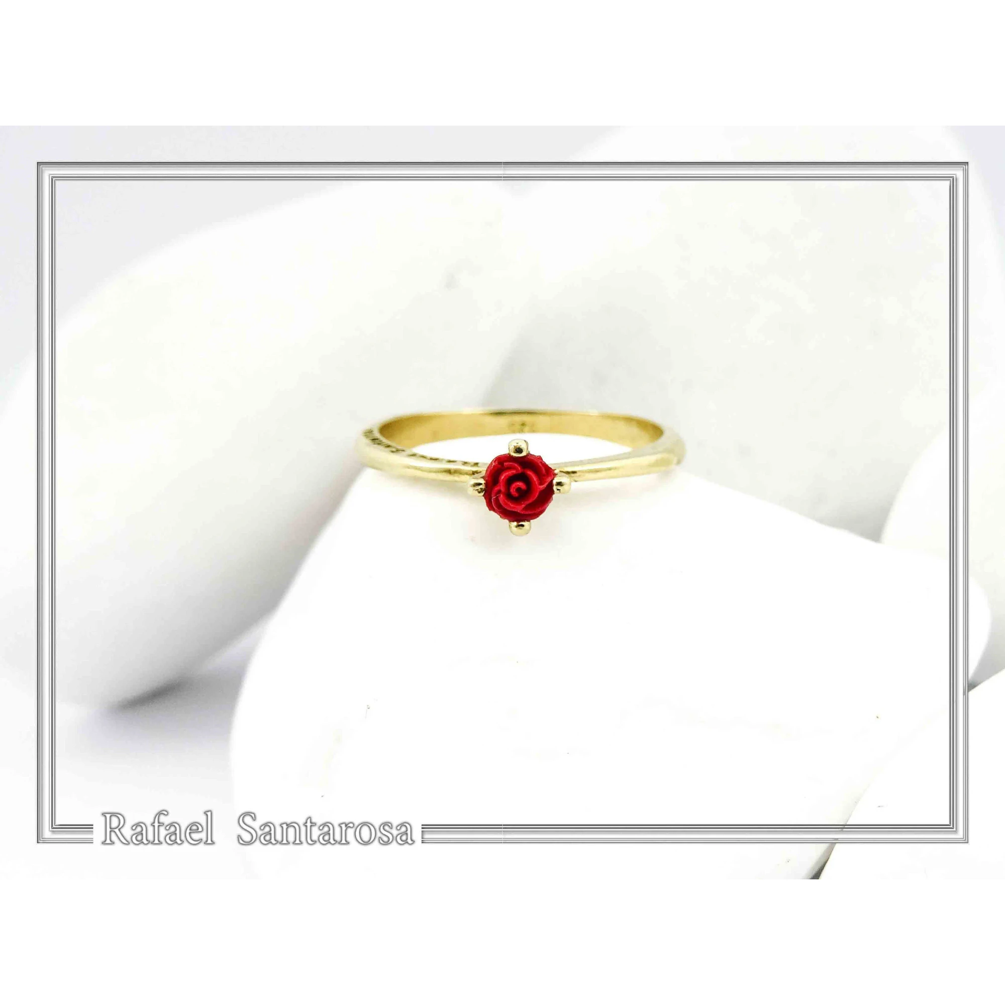 Alabaster Rose Shaped Gem Handmade Statement Ring: Love Symbol 18k Gold-Filled Sterling Silver — additional product image 7 from Rafael Santarosa Fine Jewelry