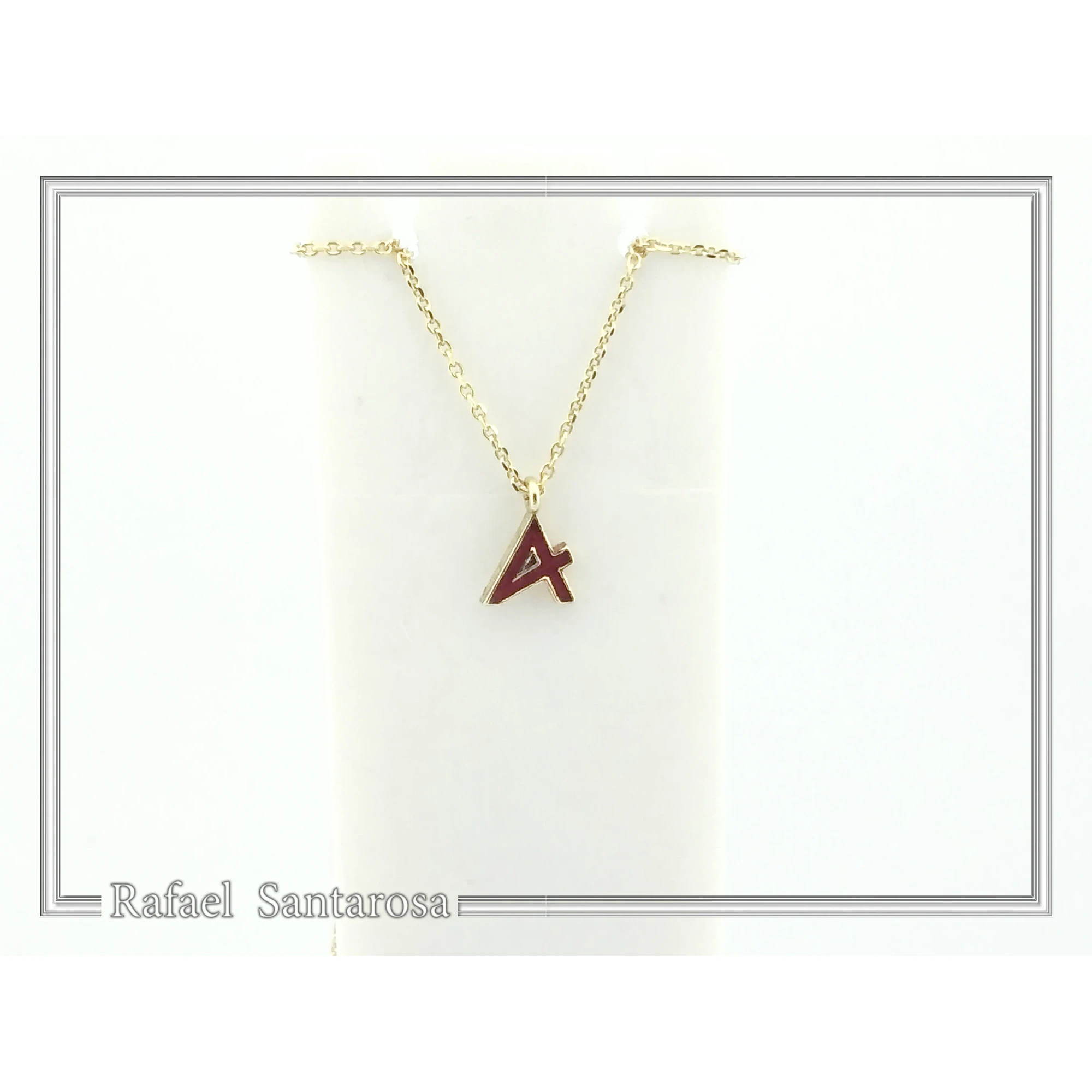 Dainty Initial personalised Necklace: Enamel Ancient Greek Font, 26 Characters 18K Gold Filled silver — additional product image 7 from Rafael Santarosa Fine Jewelry