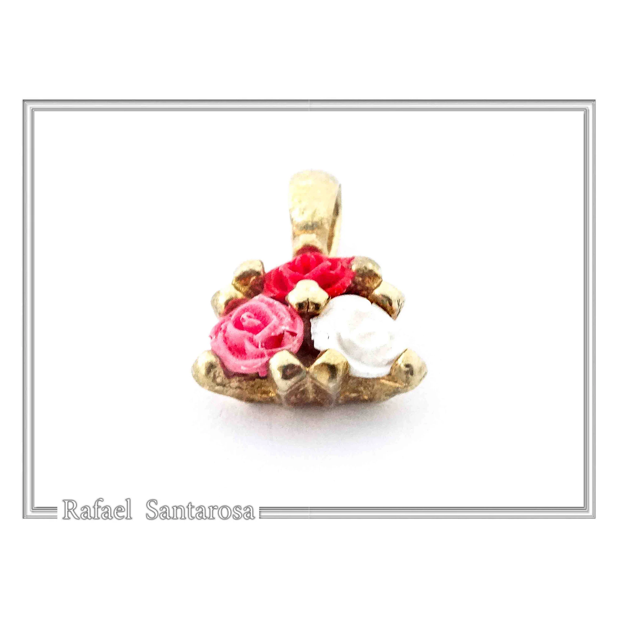 Handmade Rose flowers Pendant Necklace: 18K Gold-Filled Sterling Silver Floral Charm for girls — additional product image 4 from Rafael Santarosa Fine Jewelry