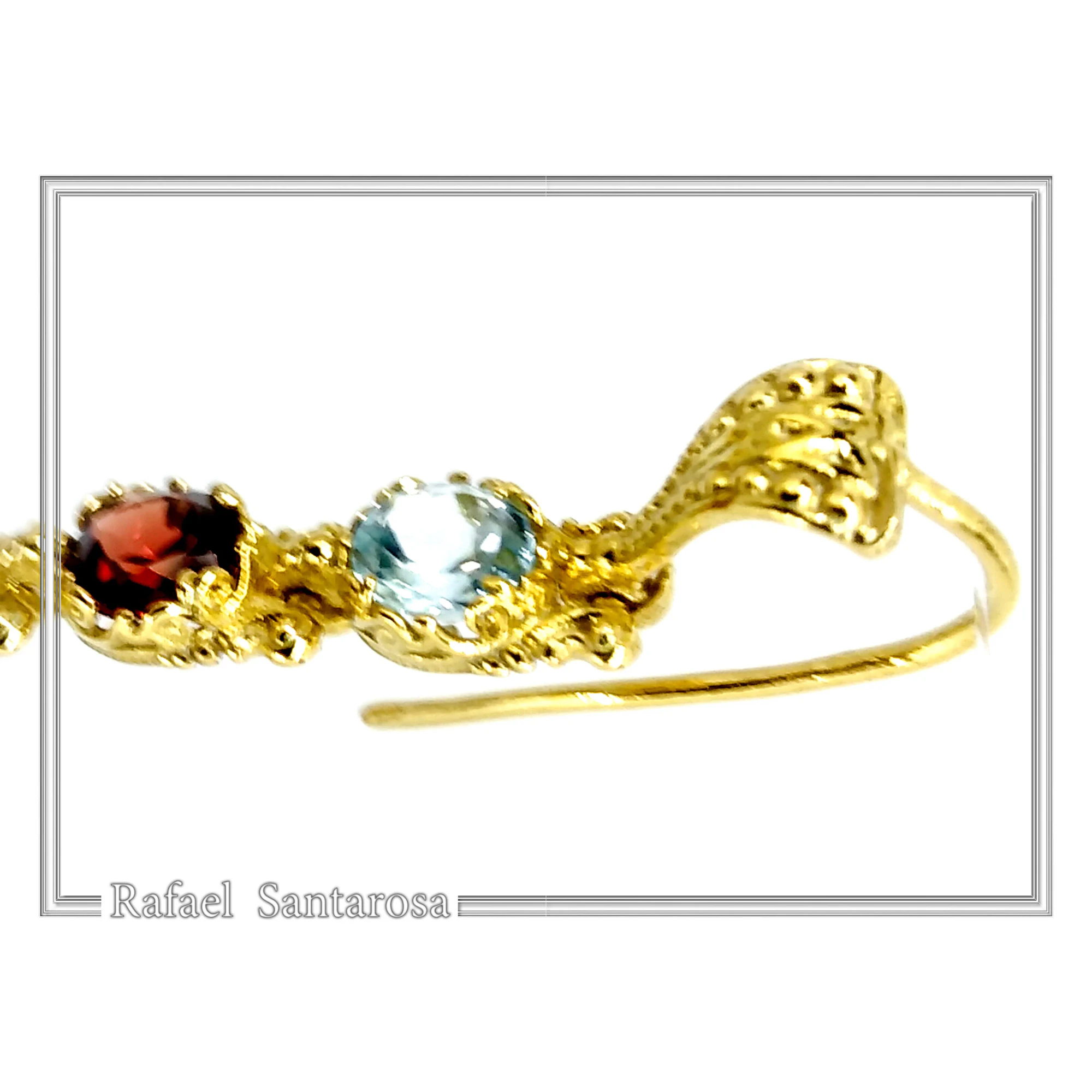 Byzantine Filigree Multi Gemstone Dangle Beaded Earrings: 18k Gold-Filled Sterling Silver — additional product image 4 from Rafael Santarosa Fine Jewelry