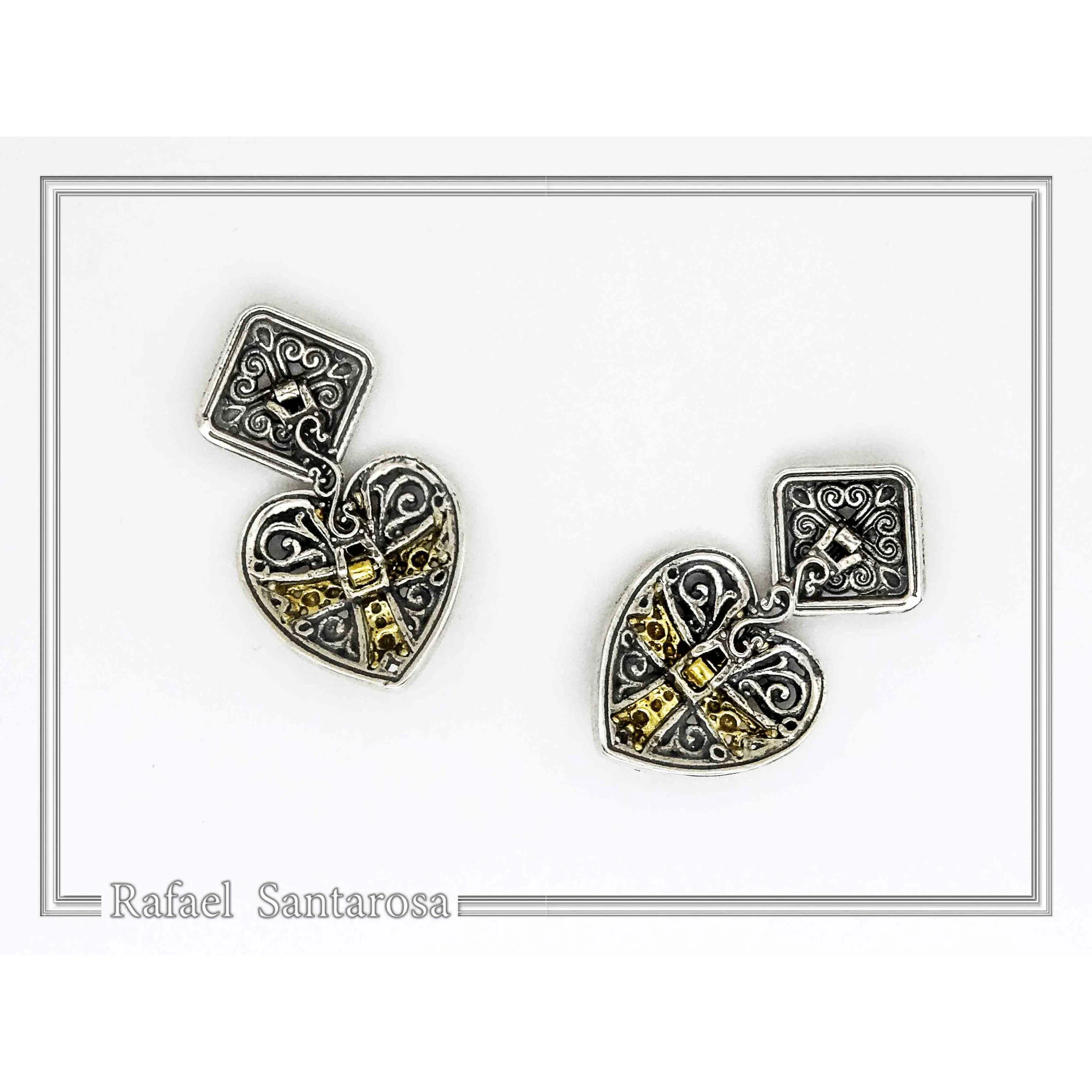Knights Holy Herat Maltese Cross Cufflinks: Oxidized Sterling Silver, 18k Gold-Filled Byzantine Decoration — additional product image 7 from Rafael Santarosa Fine Jewelry