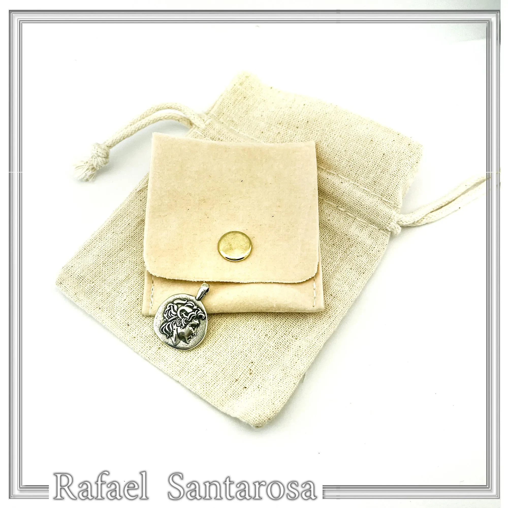 Alexander the Greek deified tetradrachm sterling silver pendant, Ancient Greek museum replica of Lysimachus coin — additional product image 10 from Rafael Santarosa Fine Jewelry