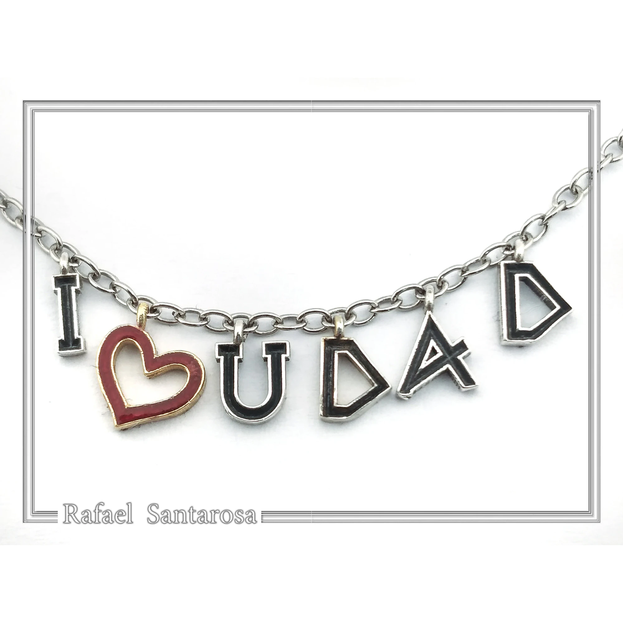 I LOVE U DAD Necklace: Red Enamel Heart, Sterling Silver, Gold Filled — additional product image 6 from Rafael Santarosa Fine Jewelry