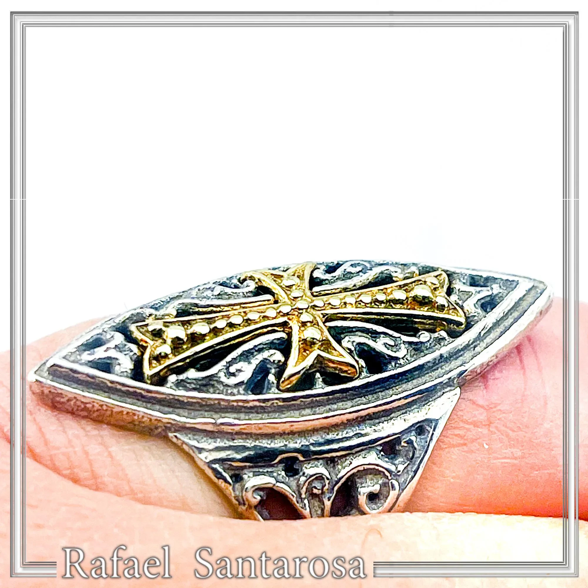 Medieval St John Knights Maltese Cross Ring: Oxidized & 18K Gold-Filled Sterling Silver Ring — additional product image 6 from Rafael Santarosa Fine Jewelry