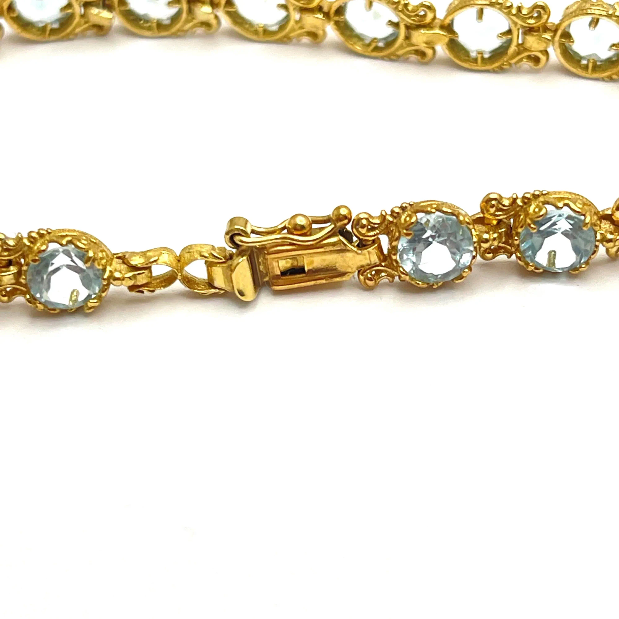Genuine Brilliant cut Topaz Beaded Tennis Bracelet: 18K Gold Filled Byzantine Filigree Bracelet — additional product image 7 from Rafael Santarosa Fine Jewelry