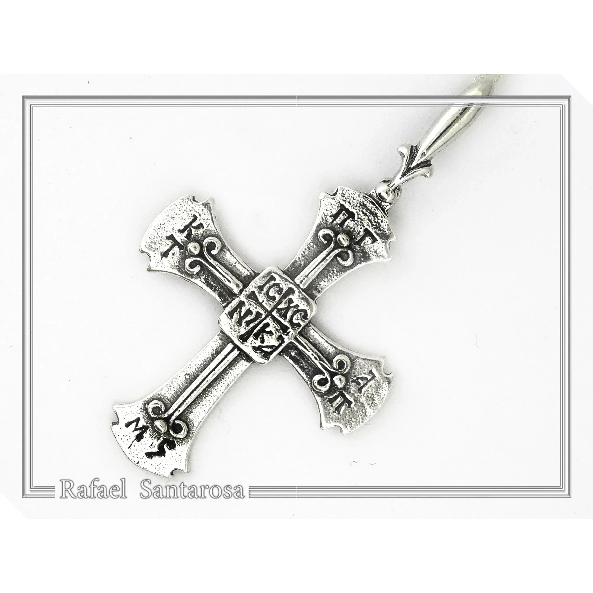 Holy Mount Athos Monks Orthodox Cross Pendant ICXC NIKA "Jesus Christ Conquers" Sterling Silver — additional product image 4 from Rafael Santarosa Fine Jewelry