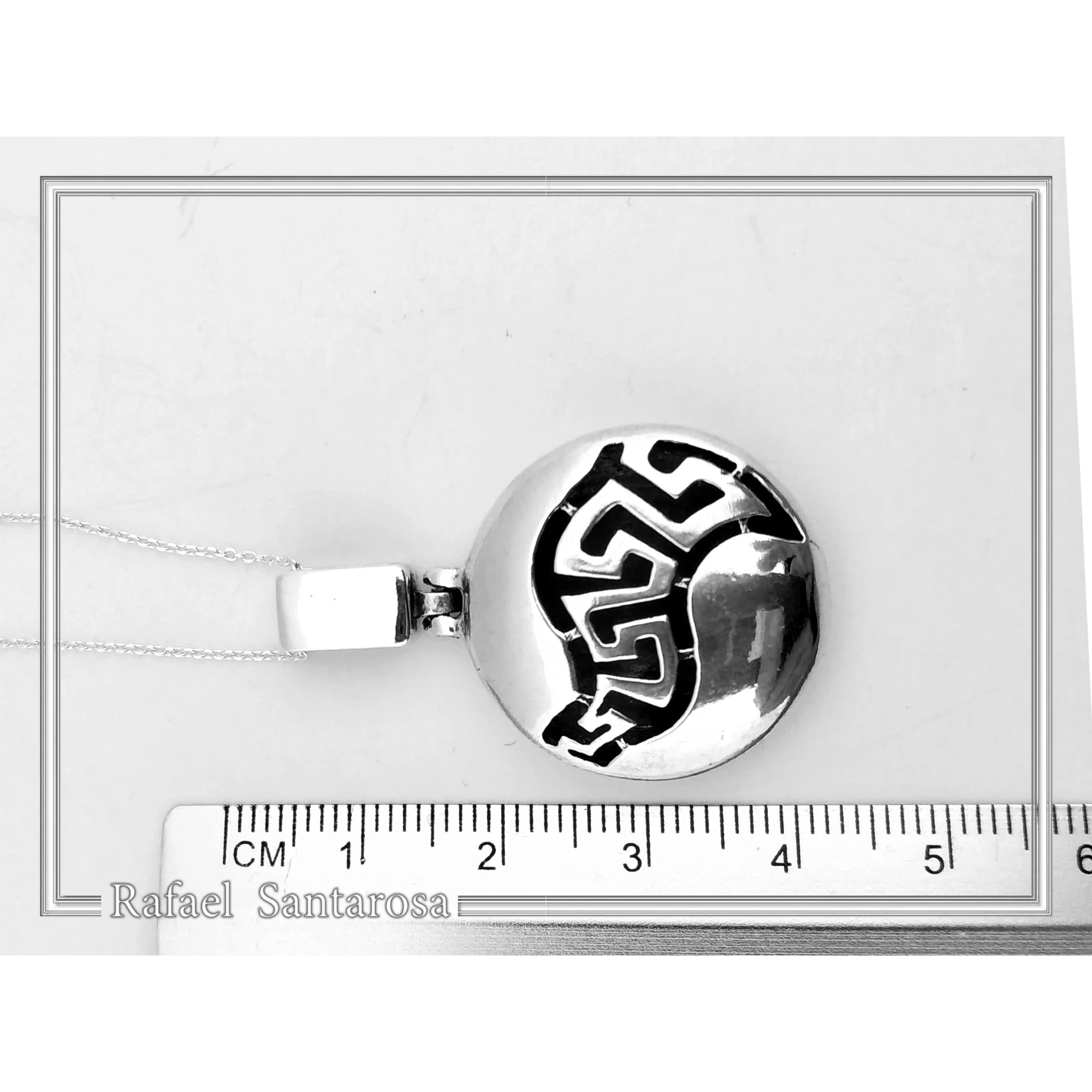 Weavy Greek Key Meander Eternity Symbol Necklace: Solid Sterling Silver Pendant — additional product image 7 from Rafael Santarosa Fine Jewelry