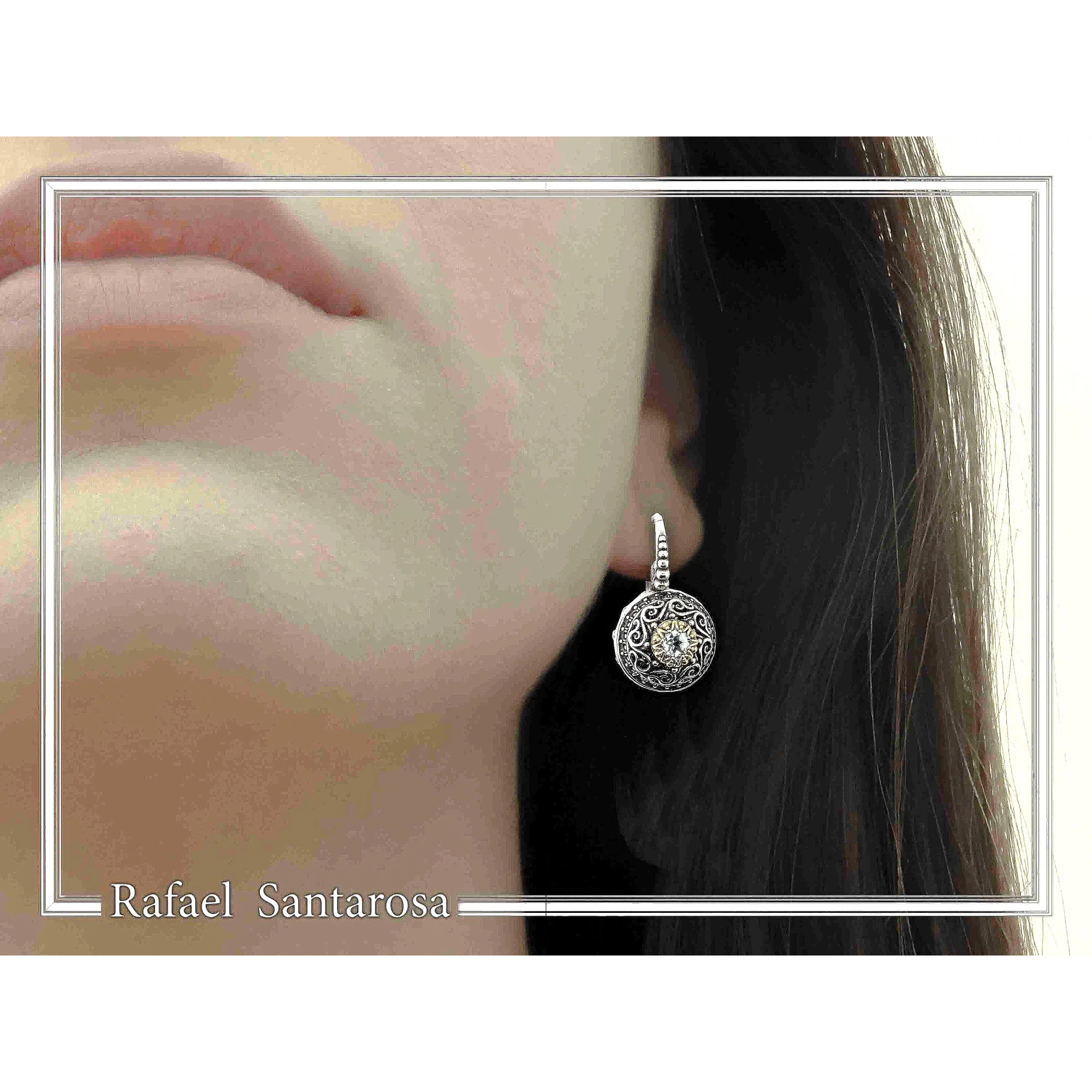 Byzantine Filigree Natural Gem Silver Earrings: Garnet, Topaz, Peridot, Amethyst, Pearl or Lapis — additional product image 3 from Rafael Santarosa Fine Jewelry
