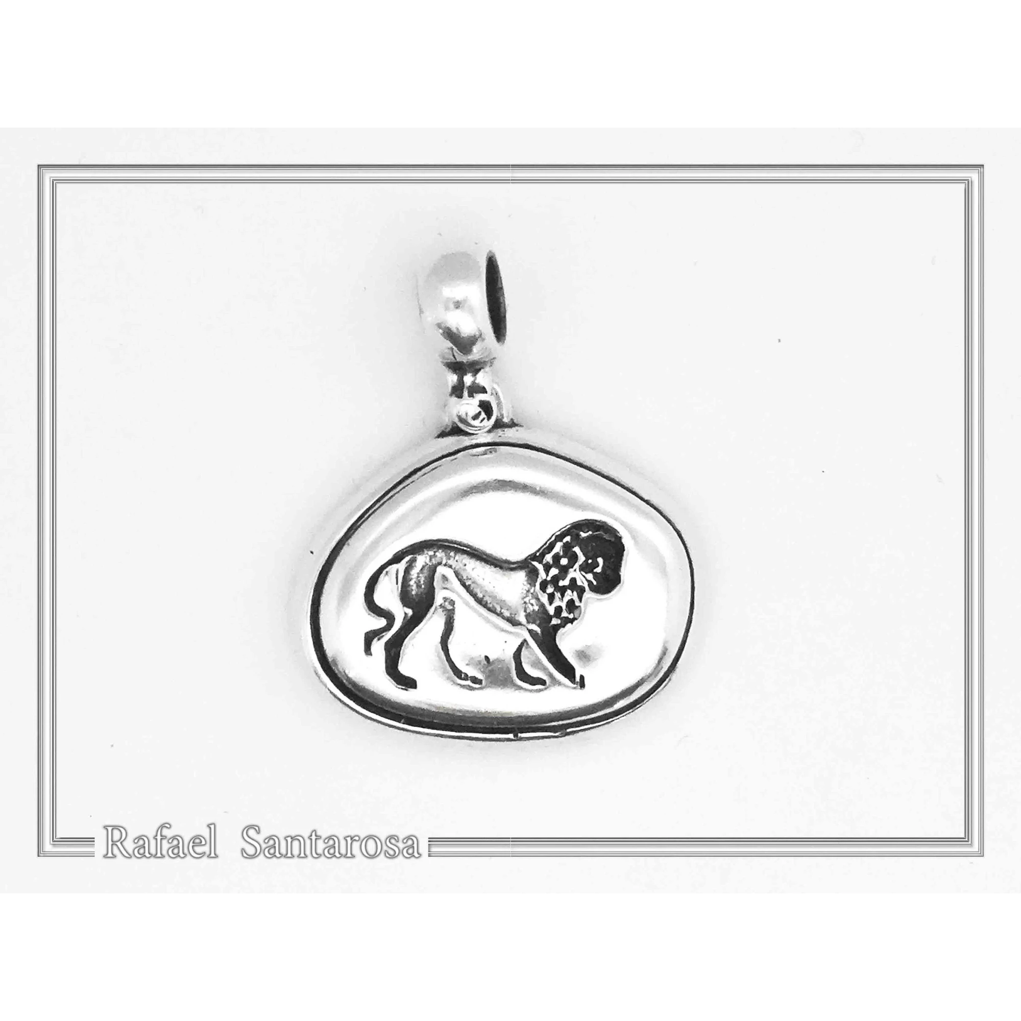 Lion seal Pendant, Ancient Greek Replica Museum Necklace for Him: Oxidized Sterling Silver — additional product image 2 from Rafael Santarosa Fine Jewelry