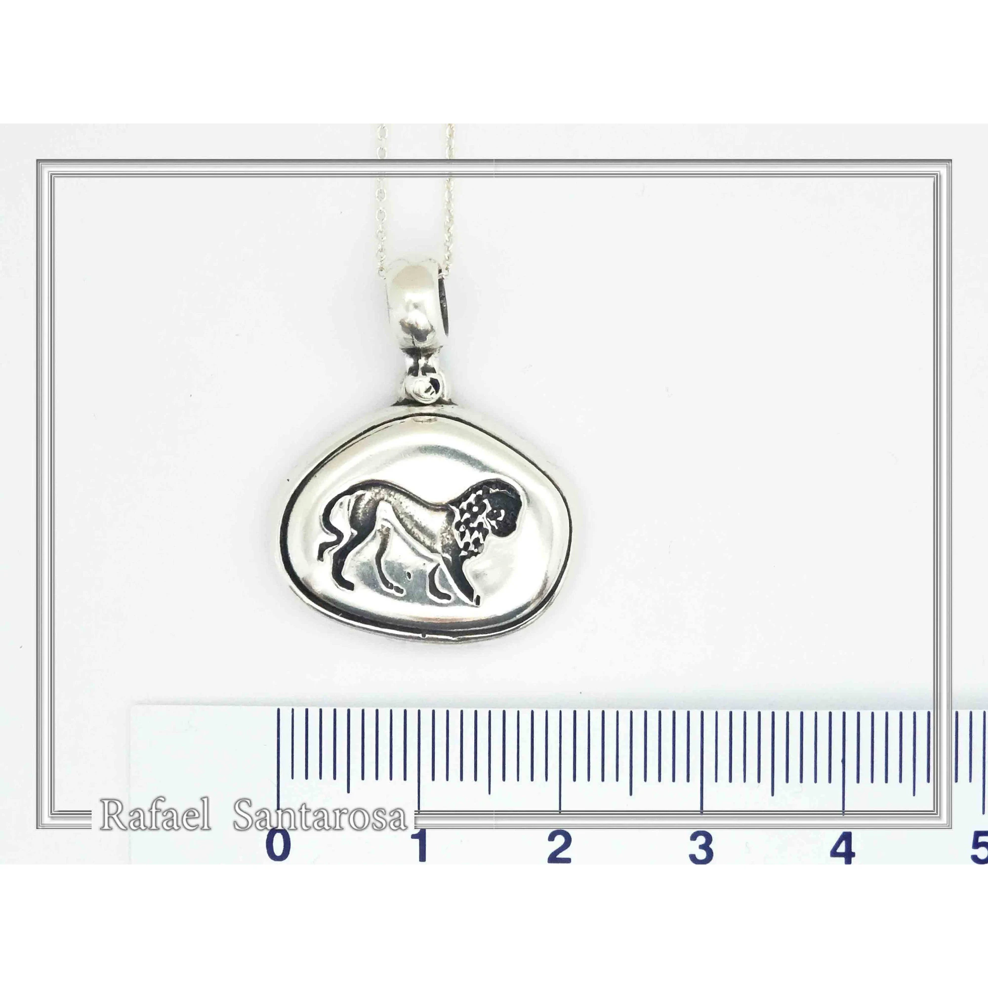 Lion seal Pendant, Ancient Greek Replica Museum Necklace for Him: Oxidized Sterling Silver — additional product image 7 from Rafael Santarosa Fine Jewelry