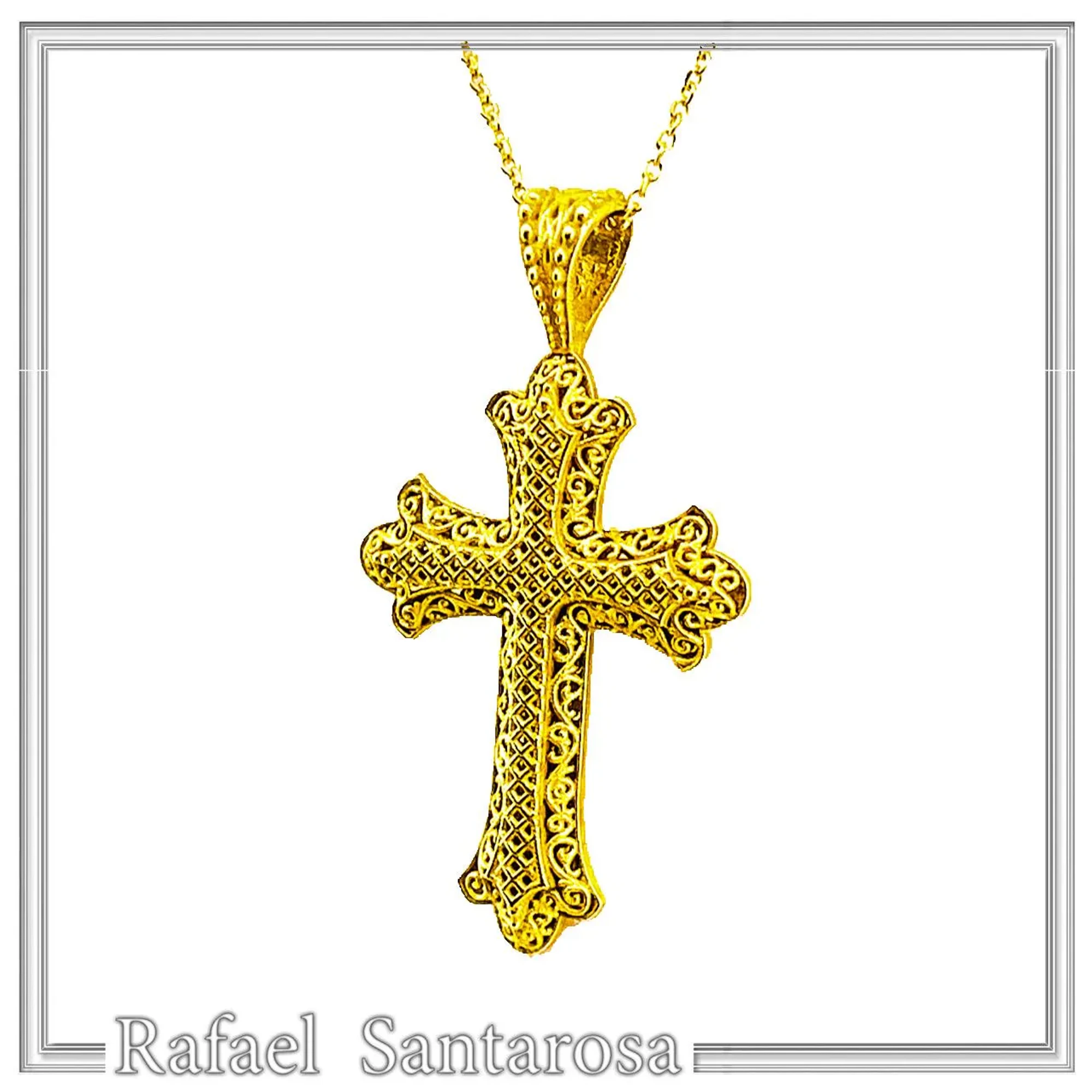 Byzantine Filigree Cross sterling silver 18K Gold filled Byzantine Museum Inspired — additional product image 4 from Rafael Santarosa Fine Jewelry