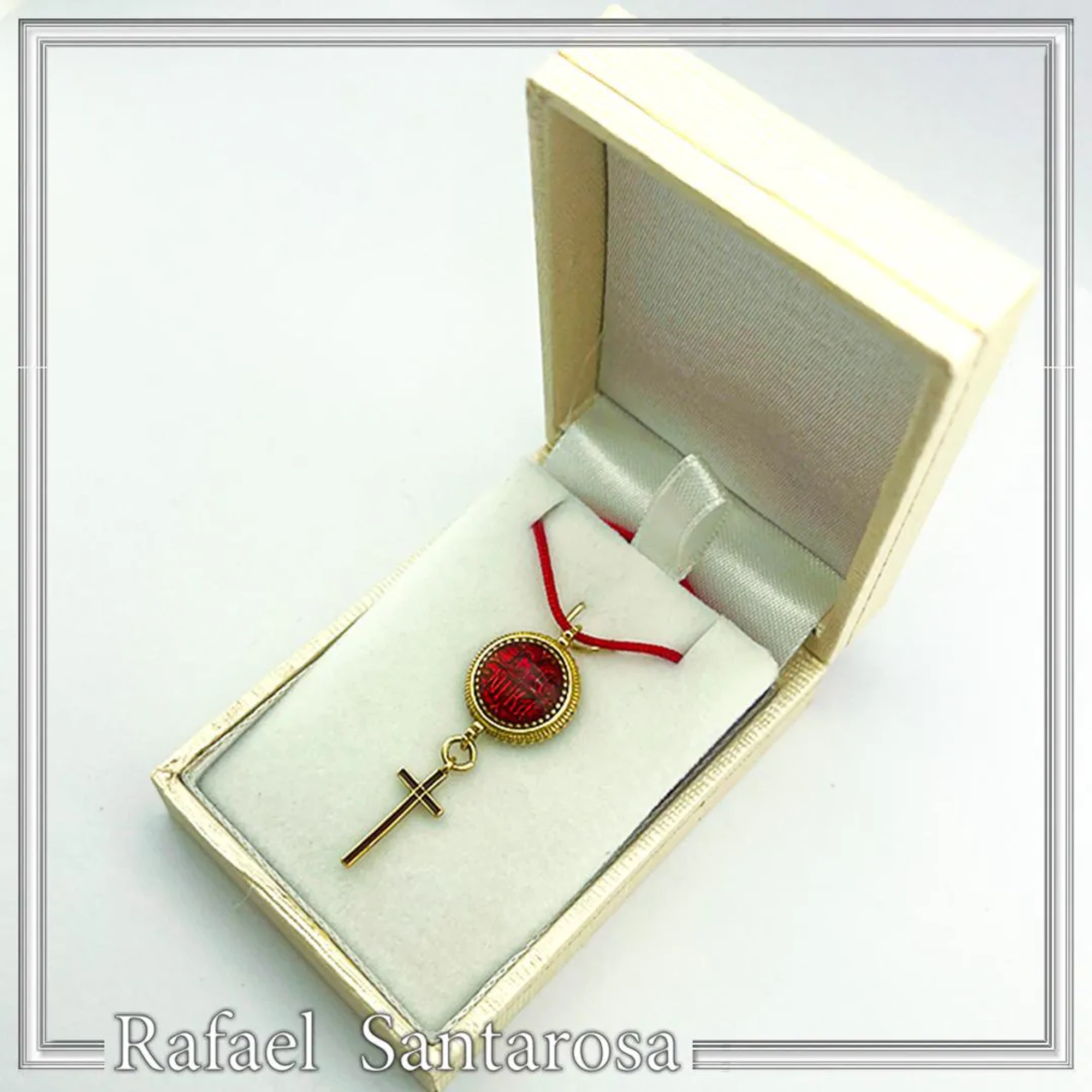 Konstantinato ICXC NIKA Cross Necklace: Red Enamel On 18K Gold-Filled Sterling Silver — additional product image 9 from Rafael Santarosa Fine Jewelry