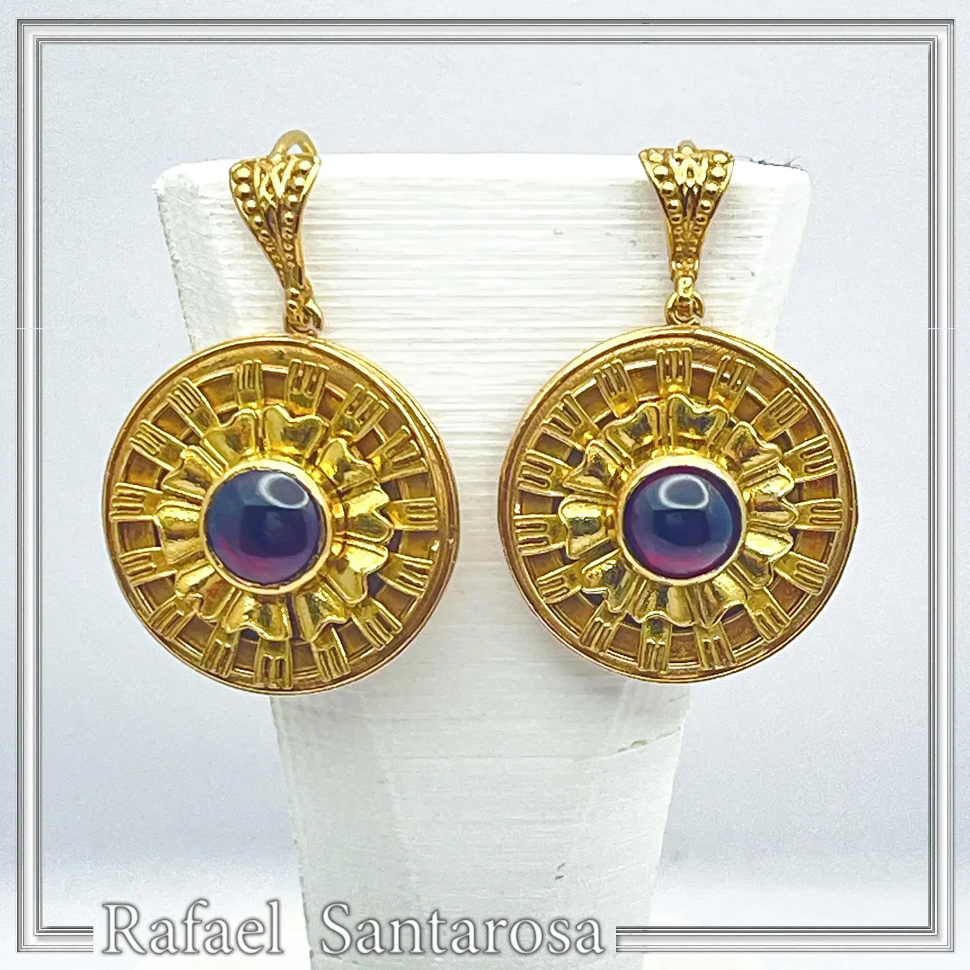 Ancient Greek Garnet Earrings, 18K Gold Filled Sterling Silver, Greek Museum Inspired — additional product image 8 from Rafael Santarosa Fine Jewelry