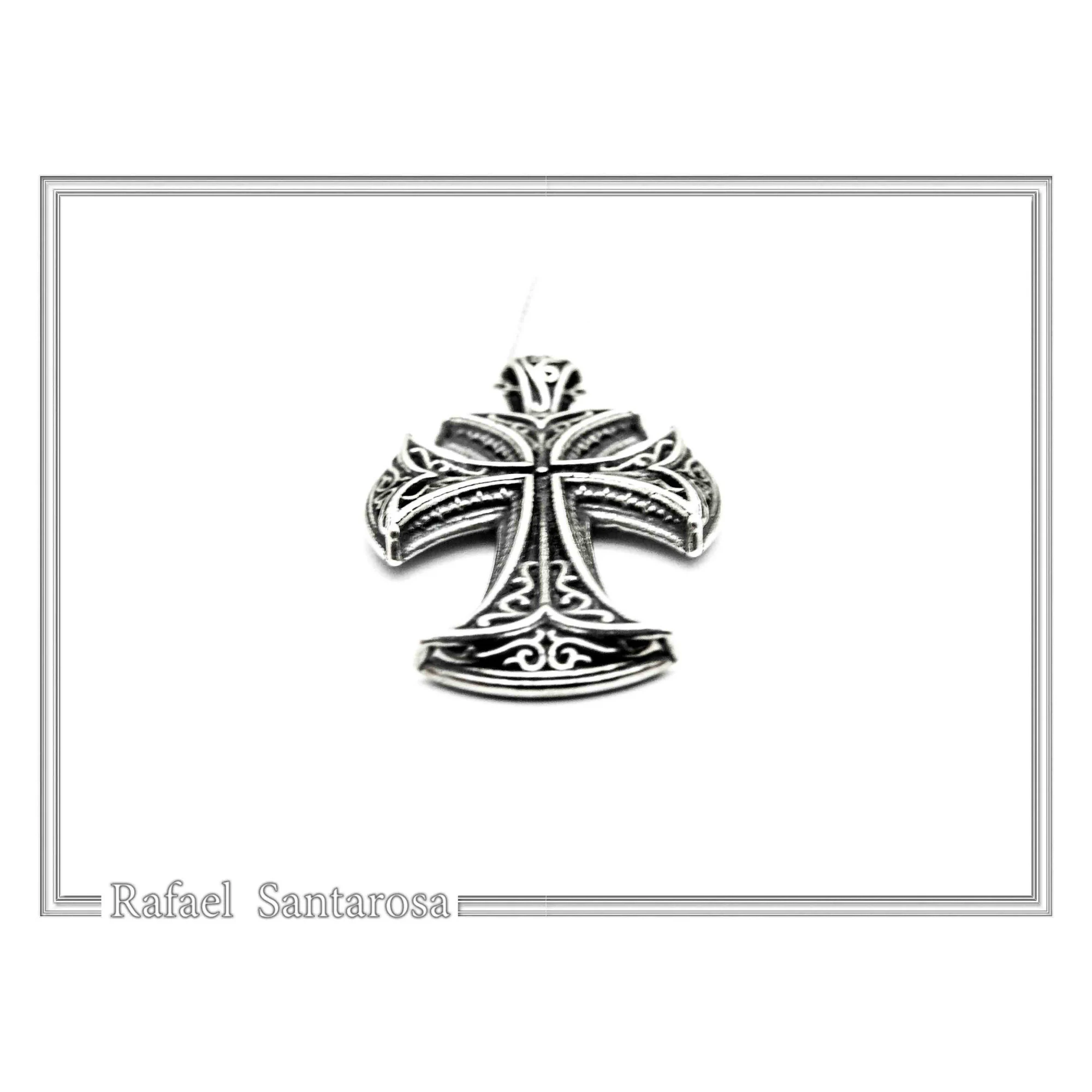 Byzantine Greek Orthodox Religious Cross Pendant: Sterling Silver Oxidized or 18K Gold Filled — additional product image 4 from Rafael Santarosa Fine Jewelry