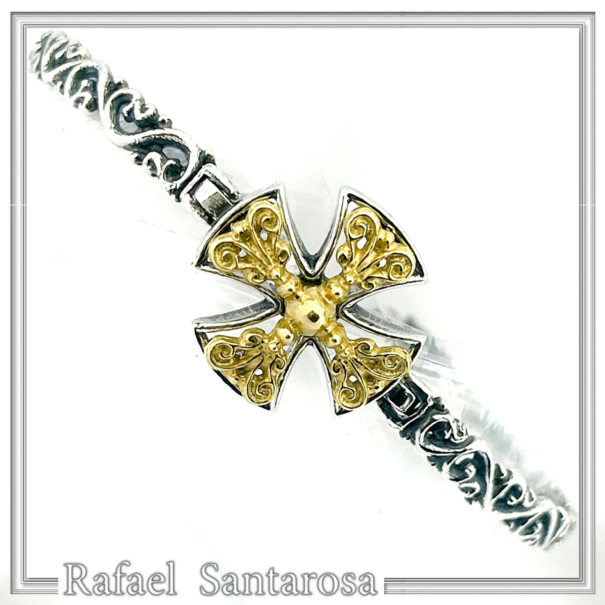 Byzantine Filigree Cross Bracelet: Oxidized and 18K Gold Filled Sterling Silver — additional product image 3 from Rafael Santarosa Fine Jewelry