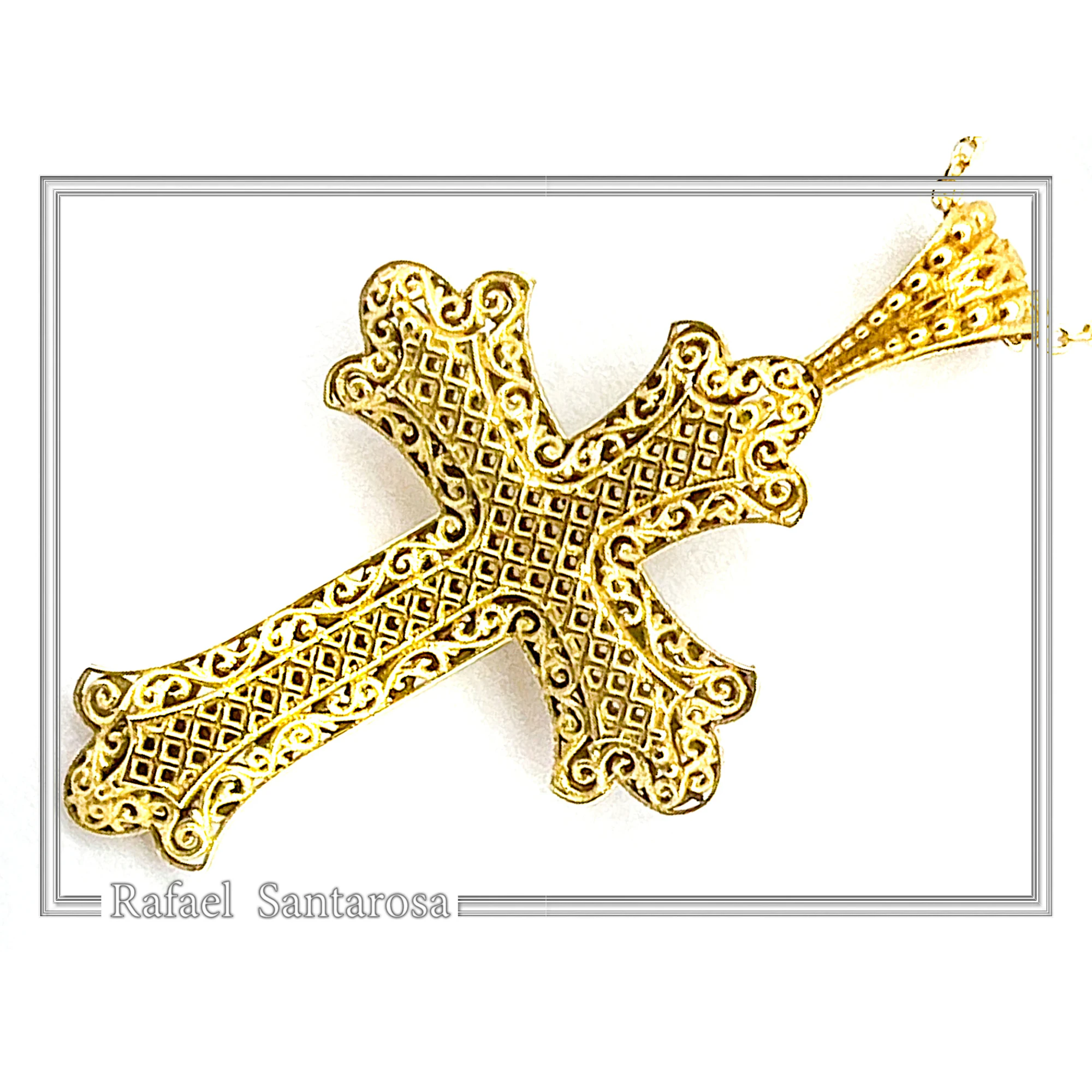 Byzantine Filigree Cross sterling silver 18K Gold filled Byzantine Museum Inspired — additional product image 7 from Rafael Santarosa Fine Jewelry