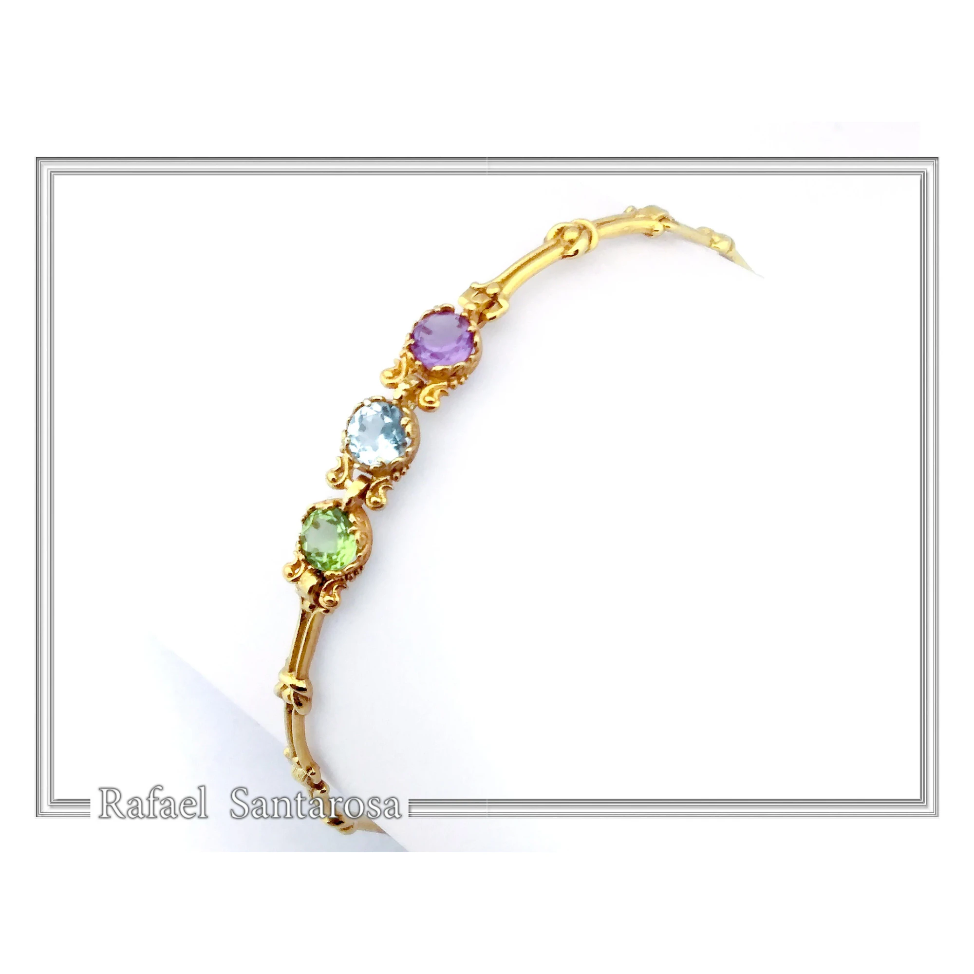 18K Solid Gold Amethyst, Topaz, Peridot, Garnet, Citrine Genuine Gemstone Beaded Bracelet — additional product image 8 from Rafael Santarosa Fine Jewelry