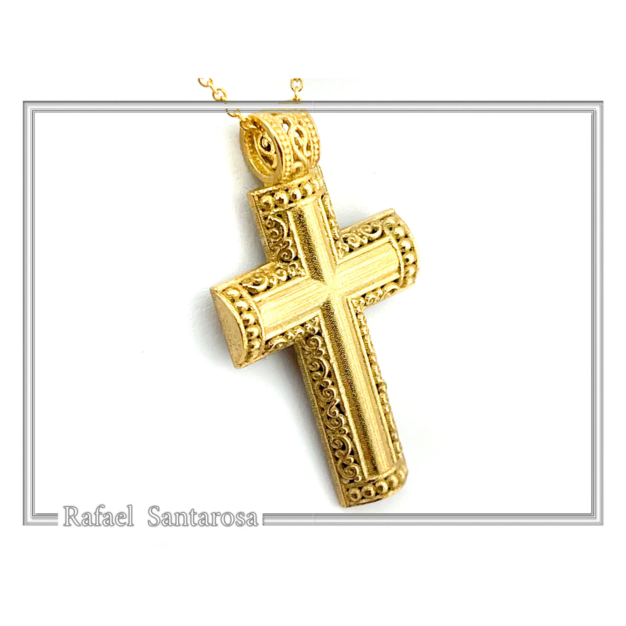 Byzantine Filigree Christian Religious Cross Pendant 18K Gold Filled Sterling Silver — additional product image 10 from Rafael Santarosa Fine Jewelry