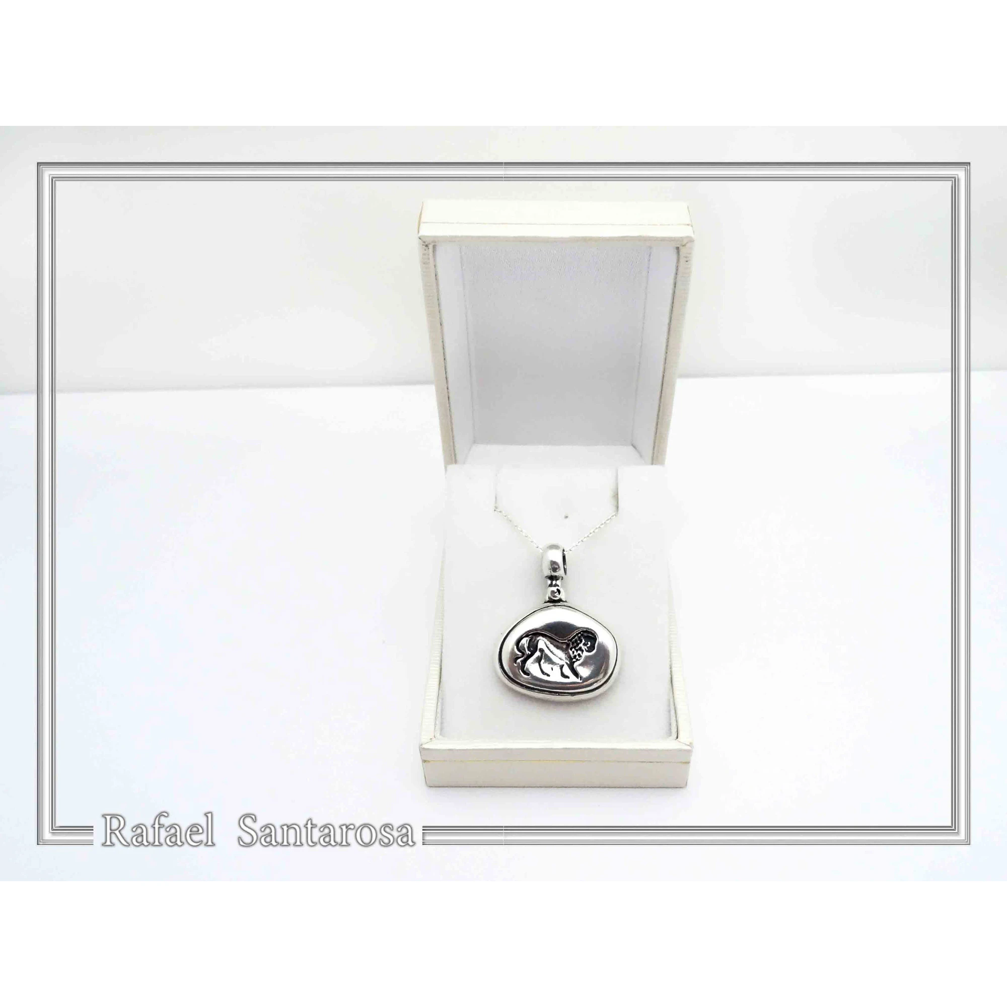 Lion seal Pendant, Ancient Greek Replica Museum Necklace for Him: Oxidized Sterling Silver — additional product image 9 from Rafael Santarosa Fine Jewelry